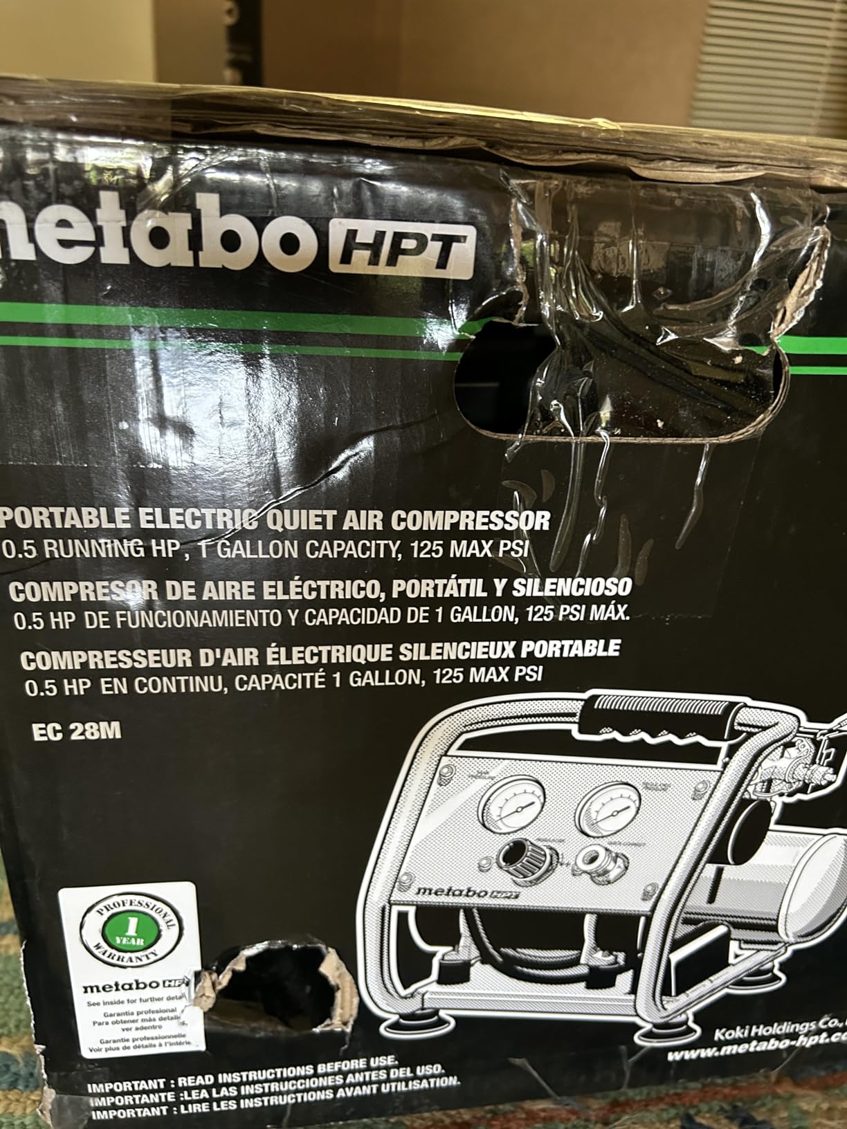 Metabo HPT Quiet Air Compressor, Portable 1 Gallon Oil-Free, EC28M customer photo 2