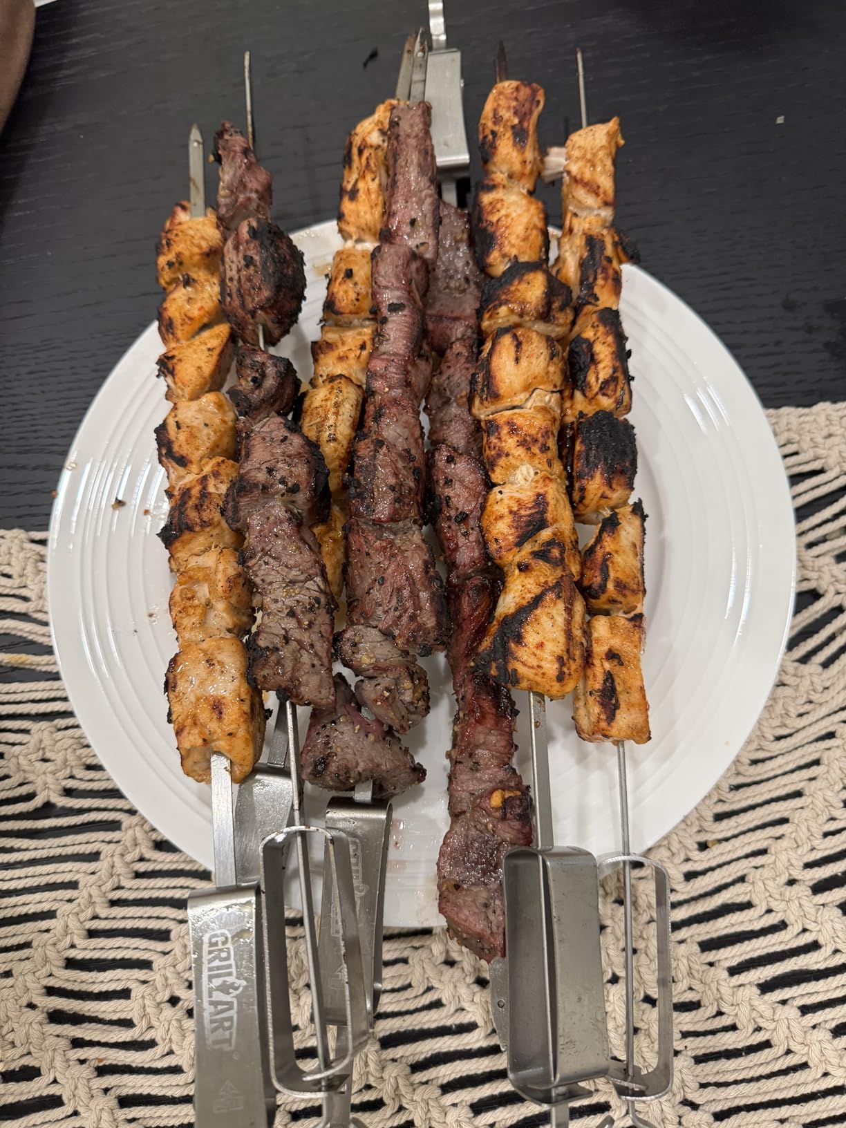 GRILLART Kabob Skewers for Grilling - Metal Skewer for Kabobs with Slider - Flat BBQ Skewer Stainless Steel - 17