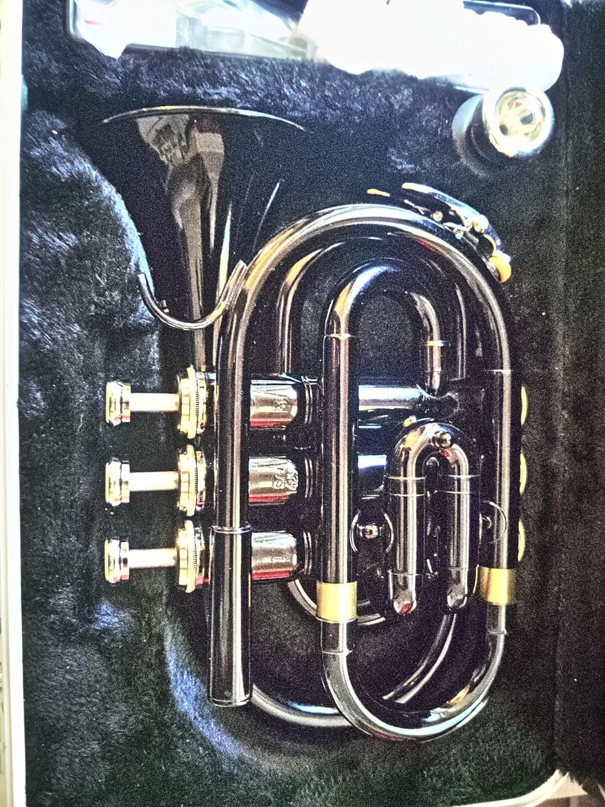 EASTROCK Pocket Trumpet Brass Bb Trumpet with 7C Mouthpiece, Hard Case, Strap, Gloves, Cleaning Kit for Students and Beginners(Black) customer photo 2
