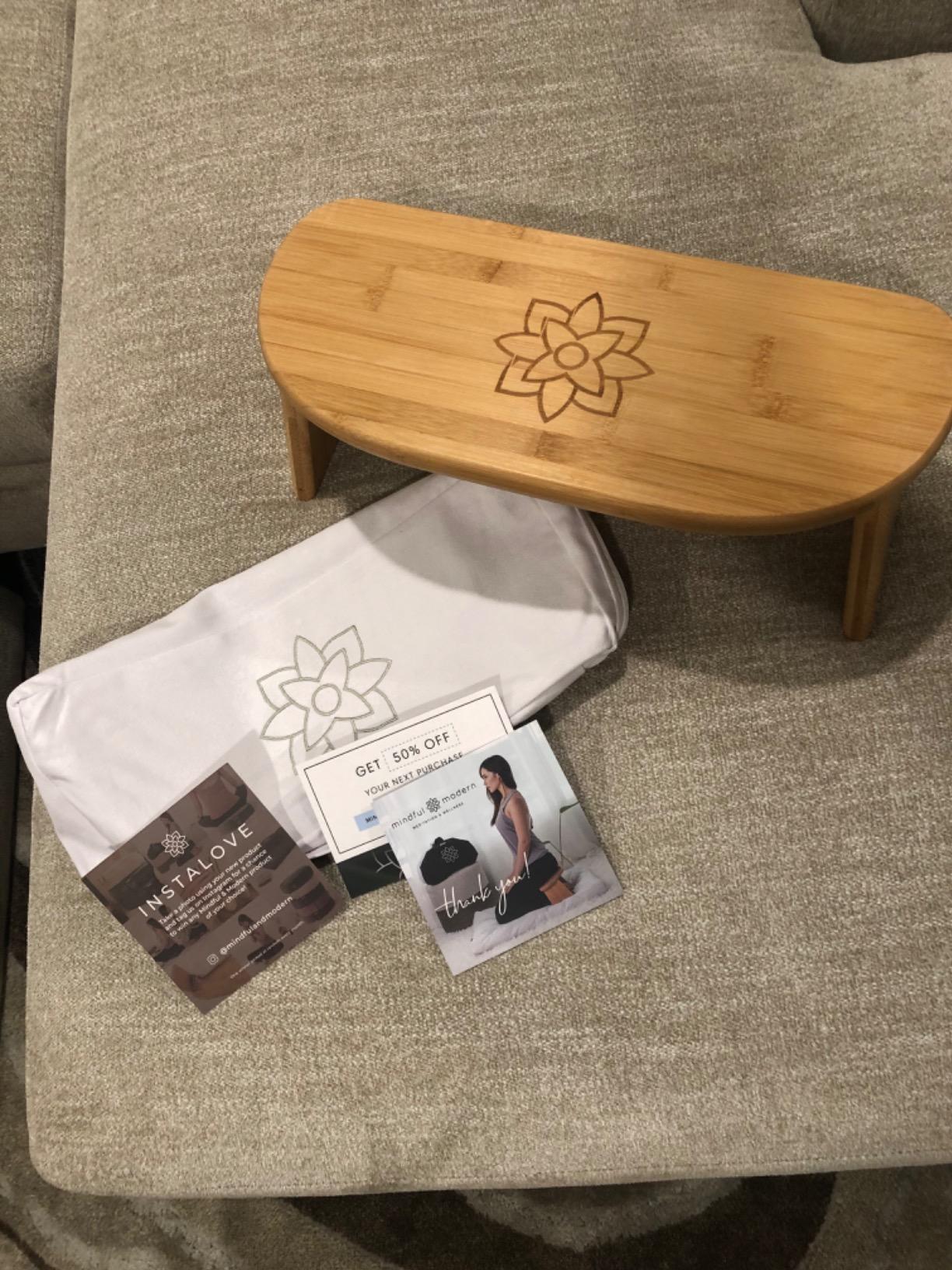 Mindful Modern Folding Meditation Bench - Bamboo Kneeling Stool with Locking Magnetic Hinges - Portable Cross Legged Folding Seiza Chair w/Travel Bag customer photo 2