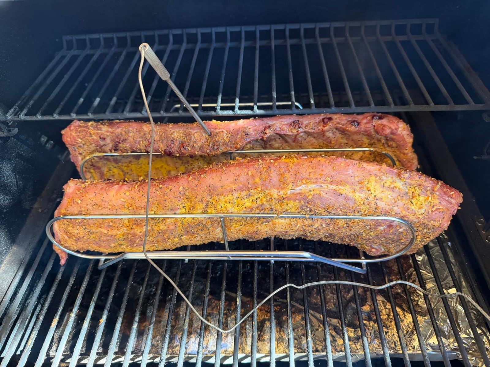 Extra Long Stainless Steel Rib Rack for Smoking and Grilling, Holds up to 3 Full Racks of Ribs, Fits 18” or Larger Gas Smoker or Charcoal Grill, Perfect Smoker Accessories Gifts for Men customer photo 1