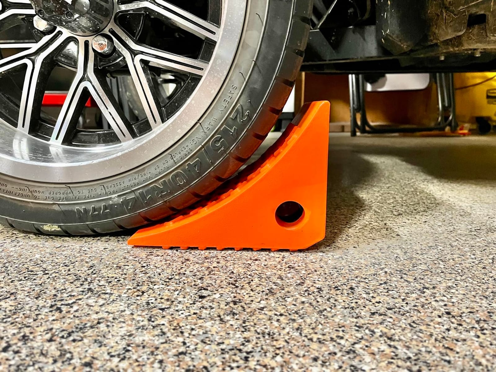 SECURITYMAN Heavy Duty Wheel Chocks (2 Pack) - Durable, Non-Slip, Solid Rubber Wheel Chocks for Boat Trailers, RV, Truck, Camper - Perfect on All Surfaces and in All Weather - Orange… customer photo 2