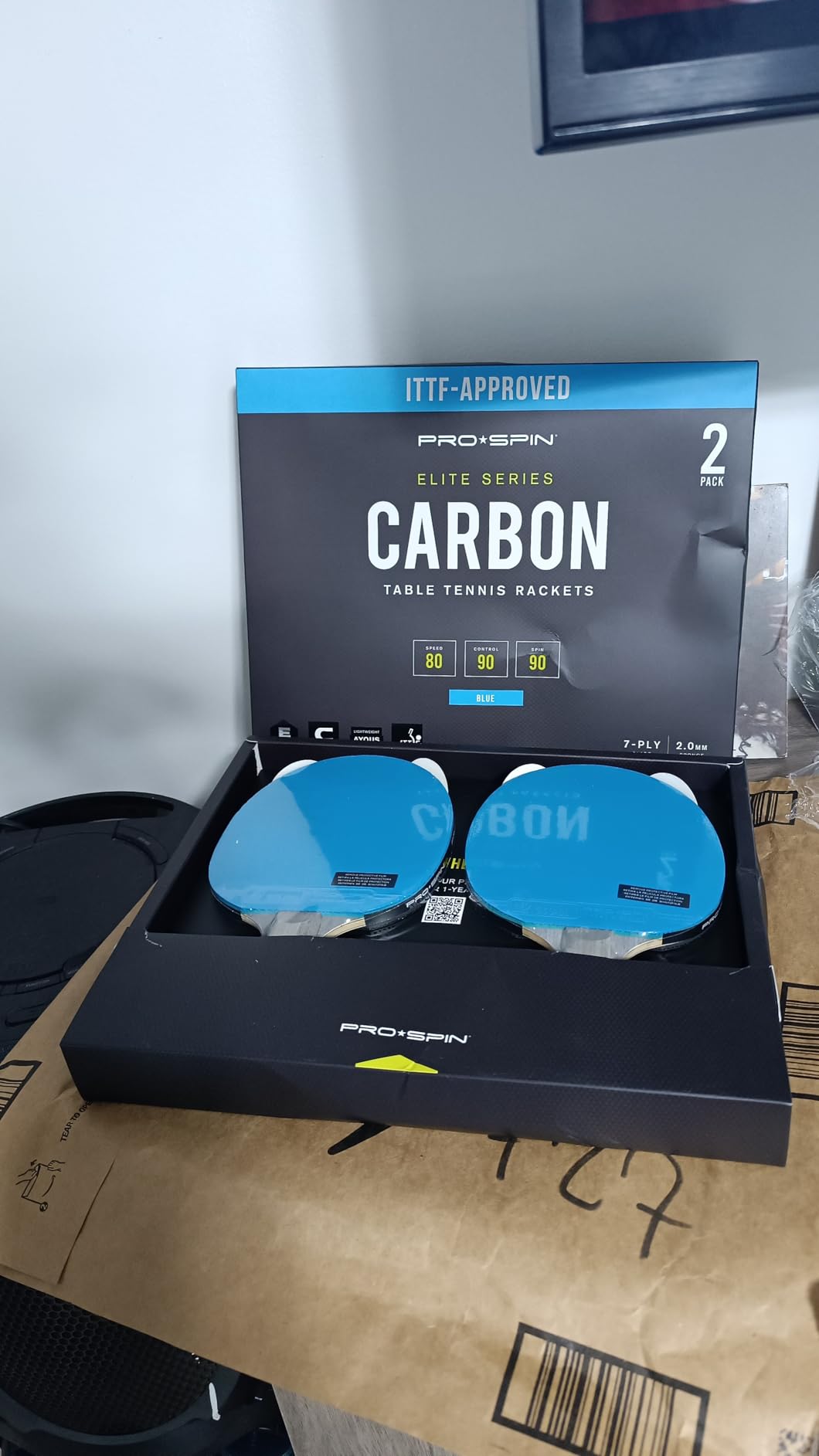 PRO-SPIN Ping Pong Paddles – ITTF Approved Professional Table Tennis Rackets with Carbon Fiber for Superior Control | 7-Ply Blade, Premium Rubber, 2.0mm Sponge customer photo 1