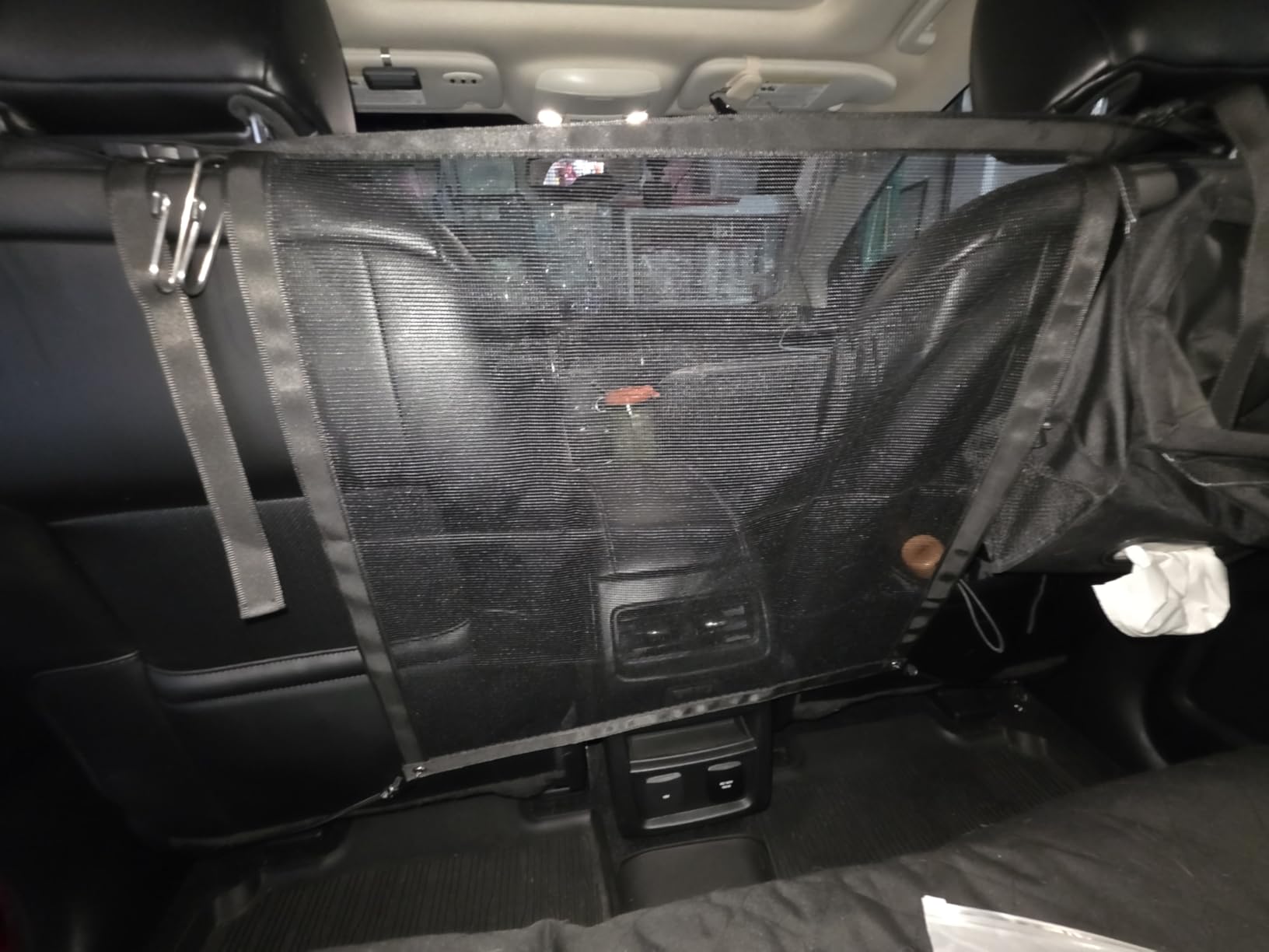 Dog Car Net Barrier - Universal Fit Sturdy Mesh, Easy to Install, Convenient for Air Conditioning, Easy to Clean & with Flexible Bungee Cords for Seat Movement customer photo 2