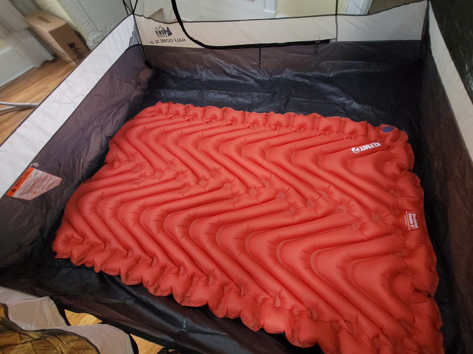 Klymit Insulated Double V Inflatable Sleeping Pad | Double Wide, Thick, Lightweight, Easy to Inflate, Foldable Air Bed for Camping & Backpacking, Orange customer photo 2