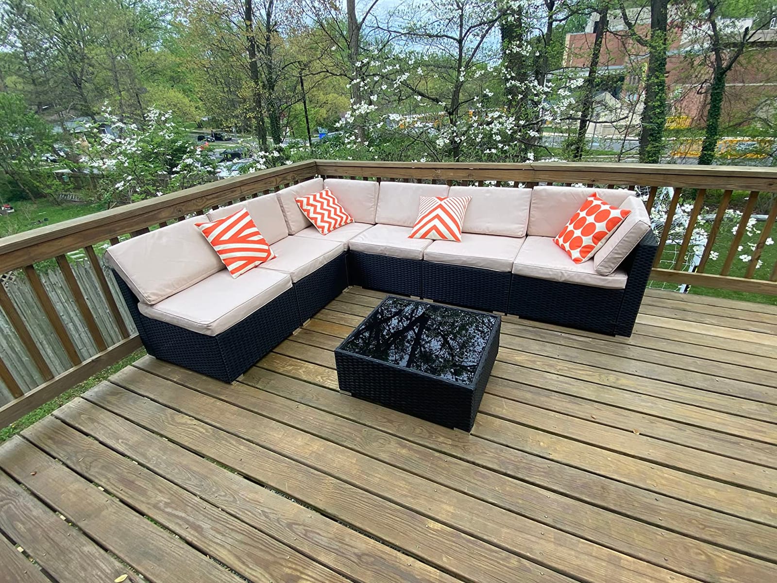 Pamapic 7 Pieces Outdoor Sectional Furniture，Wicker Patio sectional Furniture Sets，All-Weather Rattan Sectional Sofa Conversation Set with Coffee Table and Washable Couch Cushions Covers customer photo 1