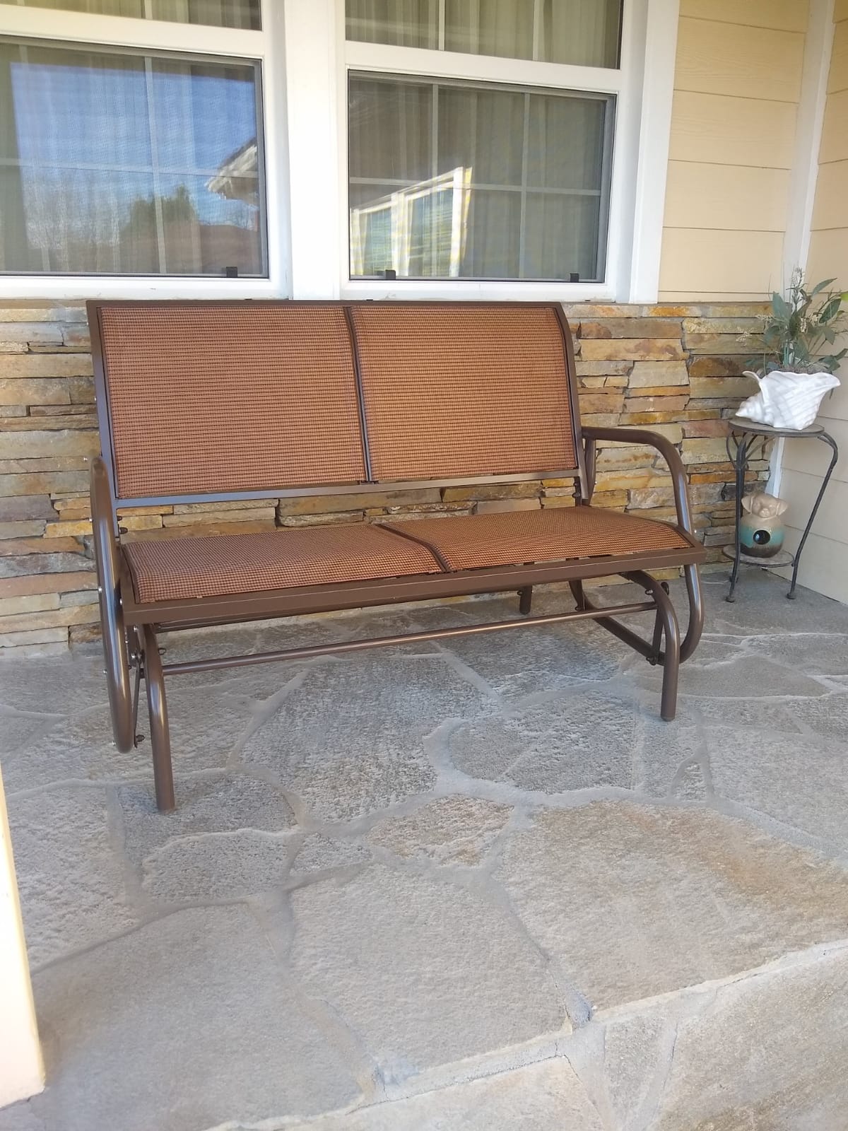 GIANTEX 48 Inch Swing Glider Chair, 2 People Swing Lounge Glider Chair customer photo 1
