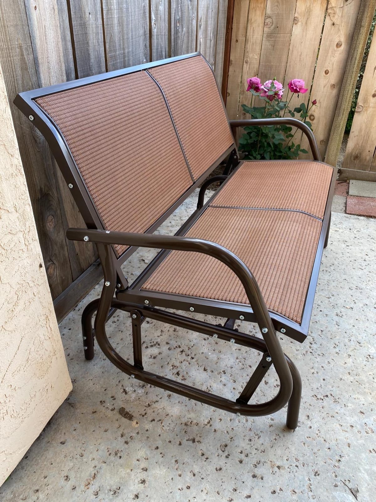 GIANTEX 48 Inch Swing Glider Chair, 2 People Swing Lounge Glider Chair customer photo 2