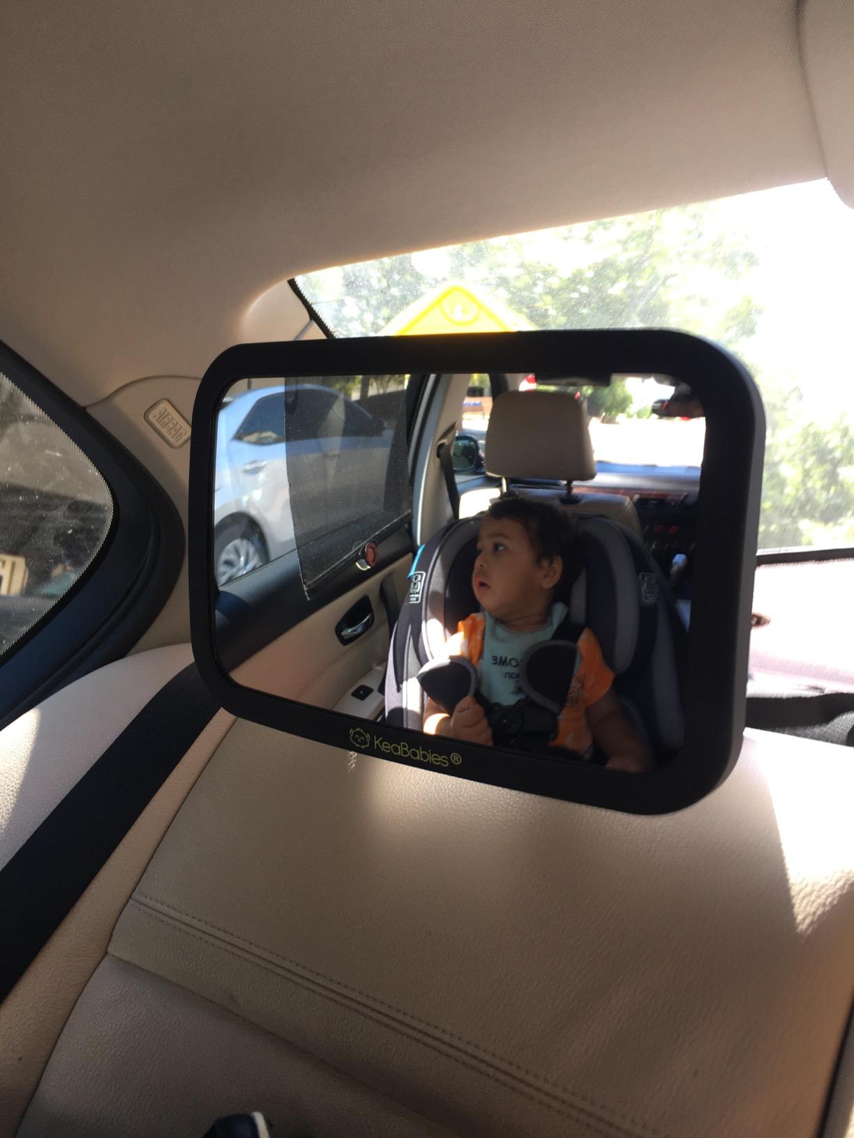KeaBabies Baby Car Seat Mirror, Wide View, Shatterproof (Matte Black) customer photo 1
