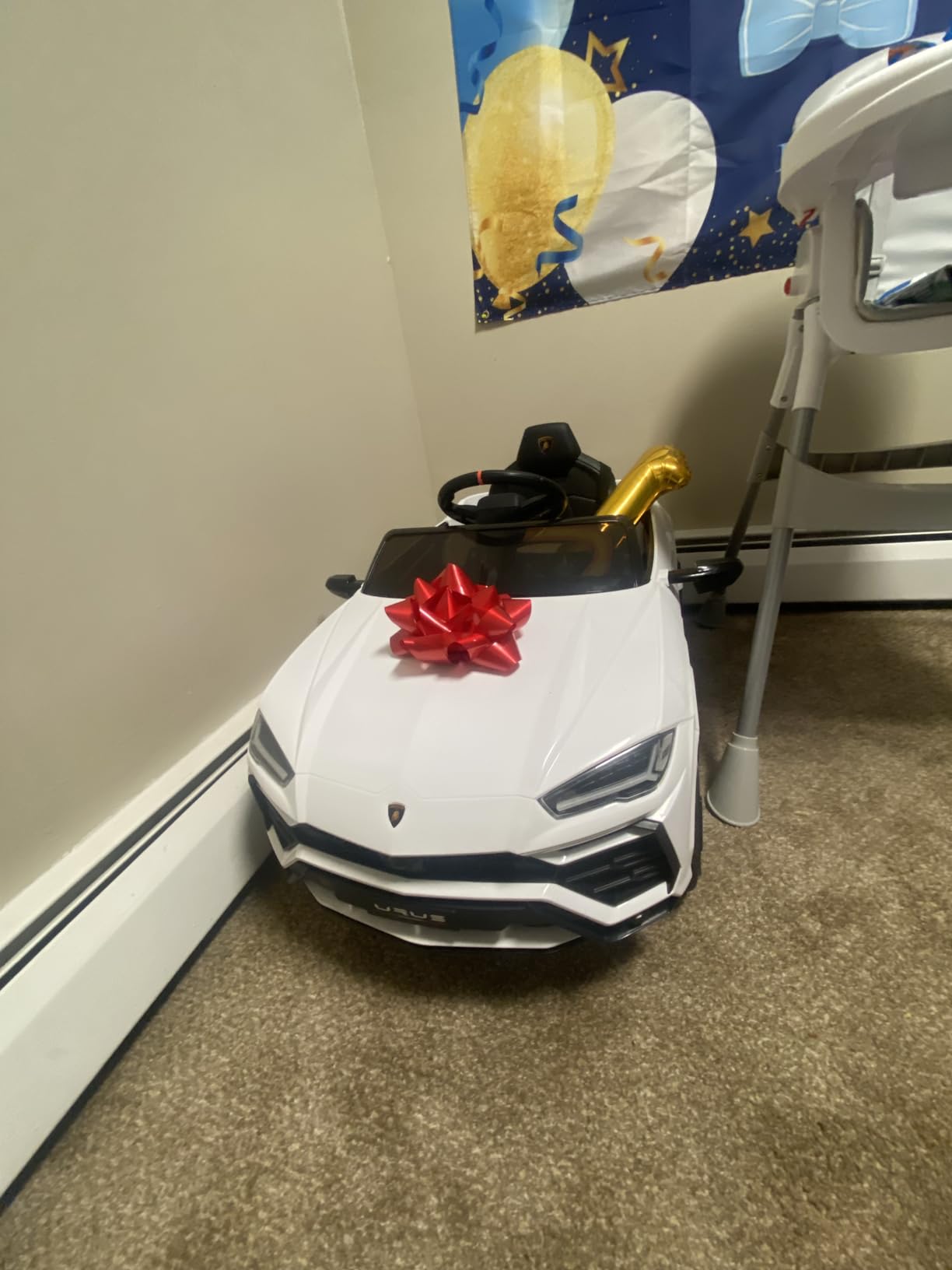 Rock Wheels Licensed Lamborghini Urus Ride On Truck Car Toy, 12V Battery Powered Electric 4 Wheels Kids Toys w/Parent Remote Control, Foot Pedal, Music, Aux, LED Headlights, 2 Speeds (White) customer photo 1