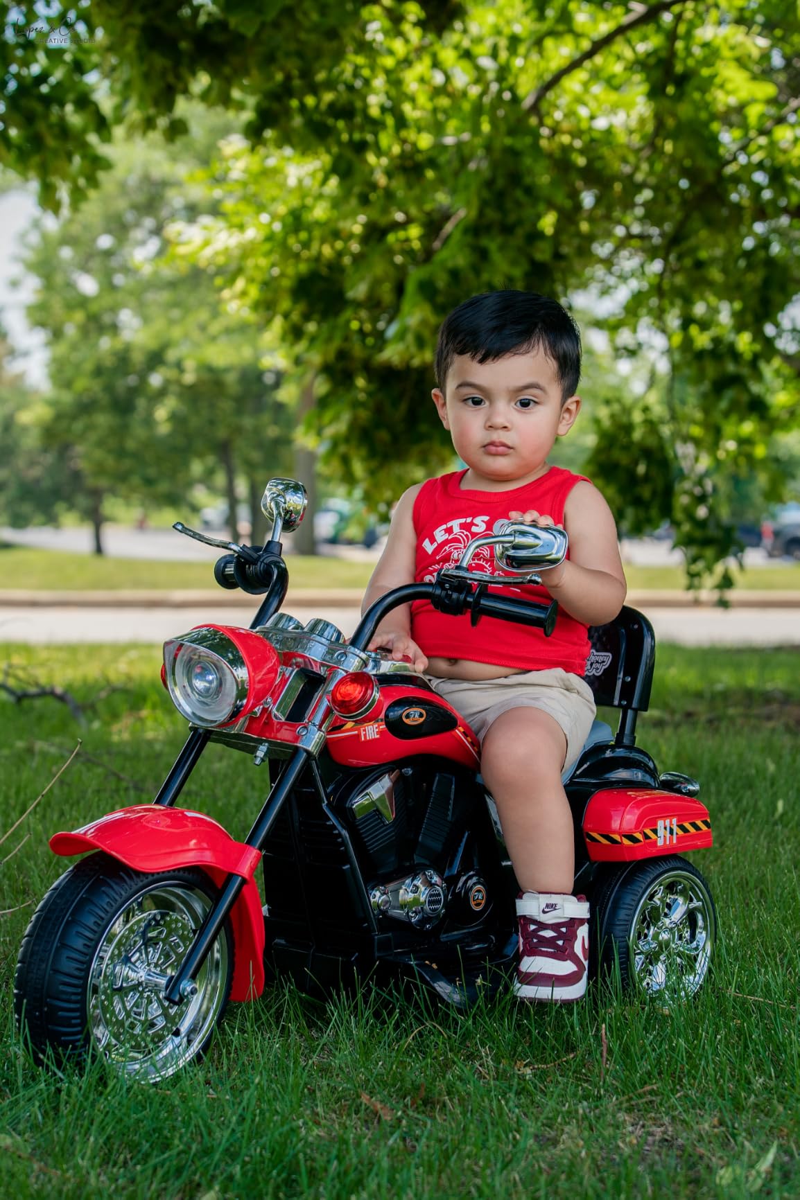 Costzon 6V Ride on Chopper Kids Motorcycle with Horn, Headlight (Blue) customer photo 1