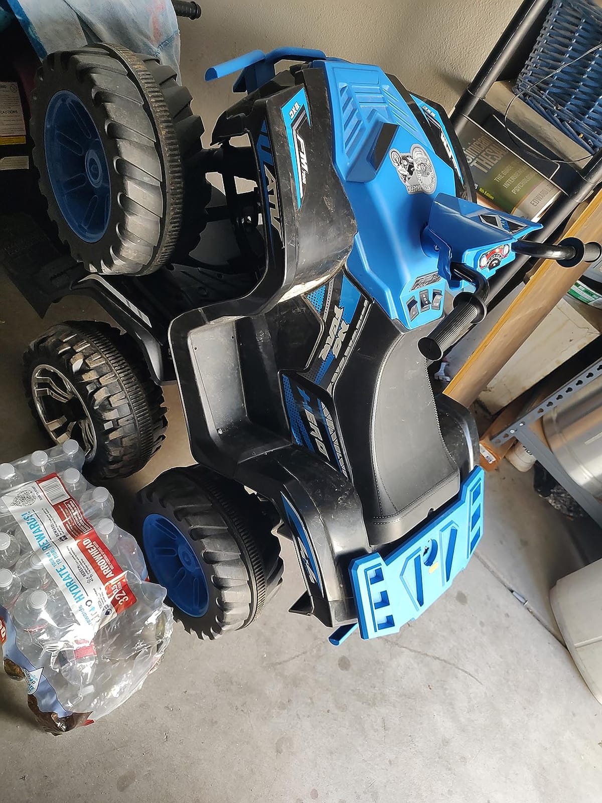 Costzon Kids ATV, 12V Battery Powered Electric Vehicle w/LED Lights, High & Low Speed, Horn, Music, USB, Treaded Tires, Ride on Car 4 Wheeler Quad for Boys & Girls Gift, Ride on ATV (Blue) customer photo 1