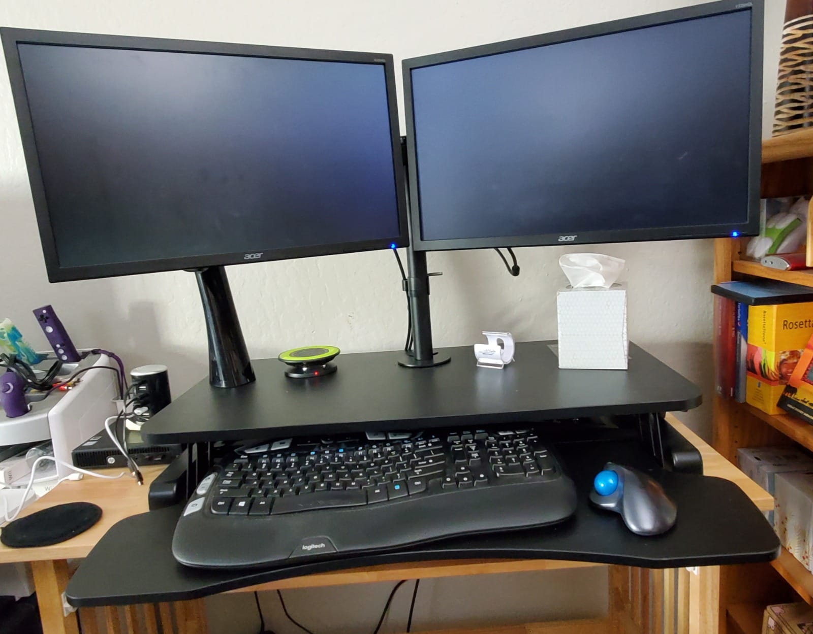 VIVO Black 32 in Standing Desk Converter with Monitor Stand, DESK-V000K-M2 customer photo 2