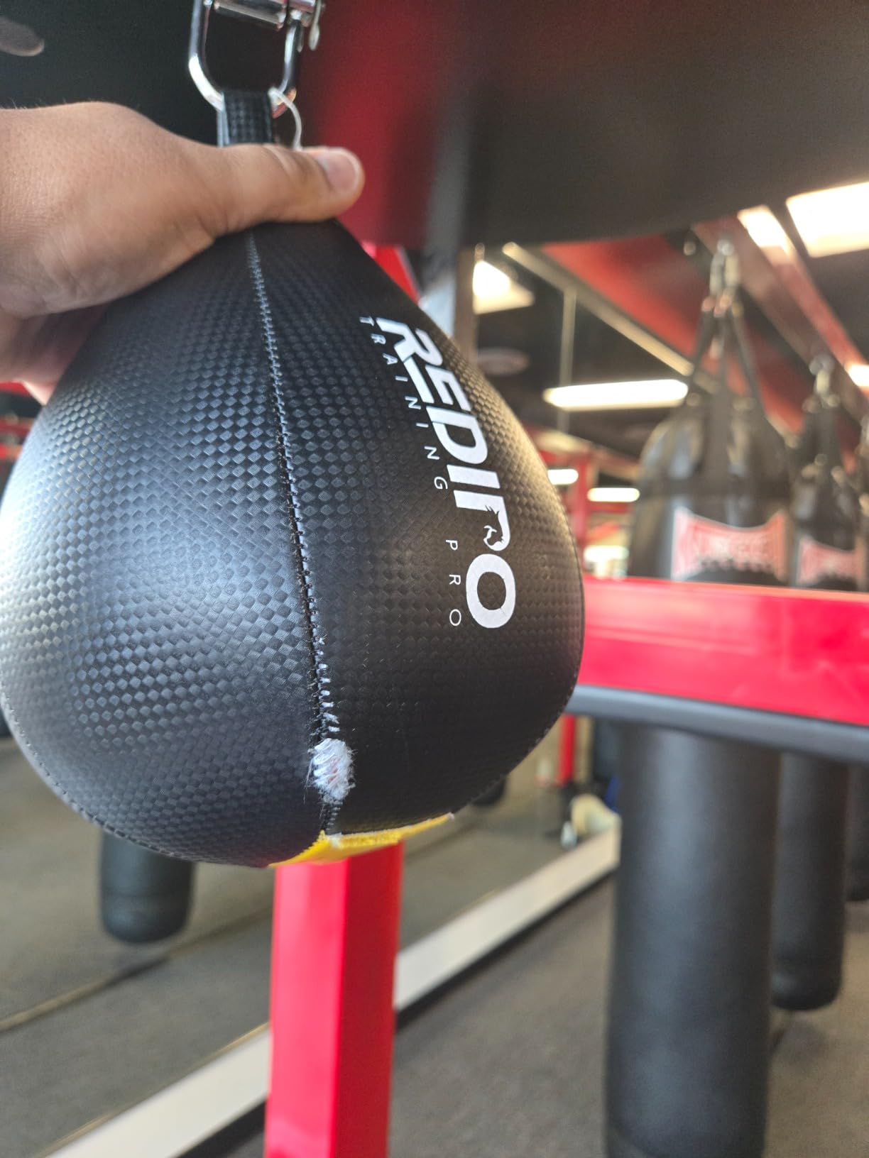 Superior Boxing Speed Bag - PU Leather Speed Punching Ball - Heavy Duty Hanging Swivel Ball for Gym & MMA Muay Thai Sports Fitness - Punching Dodge Striking Speed Reflex Ball customer photo 1