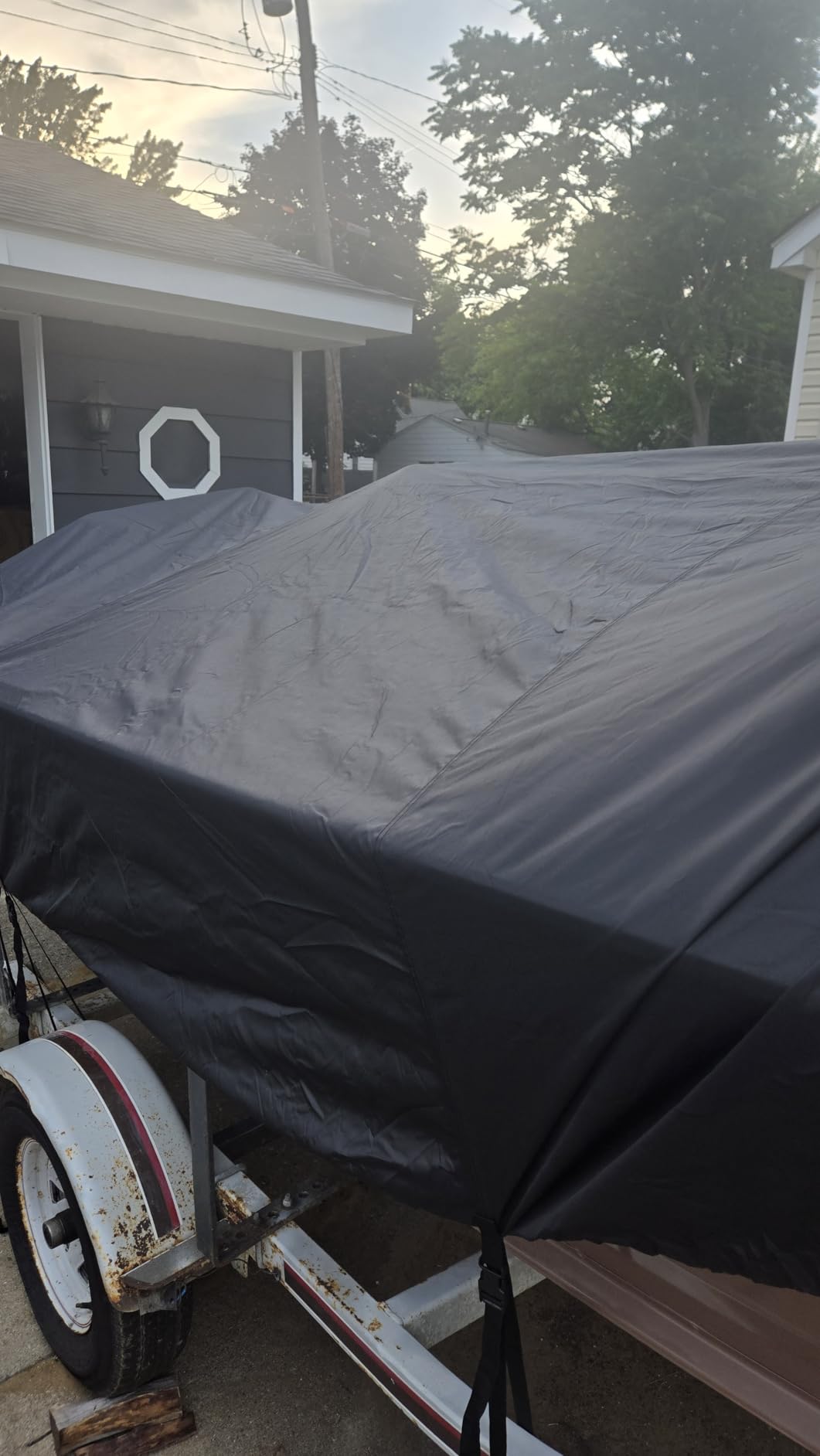 Mancro Boat Cover, Heavy Duty 17-19ft Waterproof Trailerable Boat Cover customer photo 2