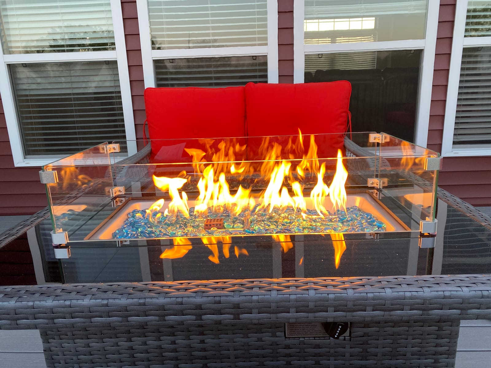 NICESOUL Wicker Outdoor Fire Pit Table Natural Gas/Propane, 43'' Rectangular Firepit Table for Outside, 60000 BTU Patio Fireplace Tables with Windguard&Glass Rocks&Cover, Modern CSA Firepits, Brown customer photo 1