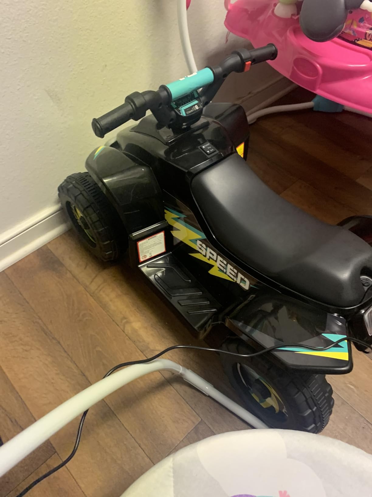 HONEY JOY Ride On ATV, 6V Mini Off-Road Battery Powered Motorized Quad for Kids, Anti-Slip Wheels, RWD 4-Wheeler Electric Ride On Toy Car for Toddlers (White) customer photo 1