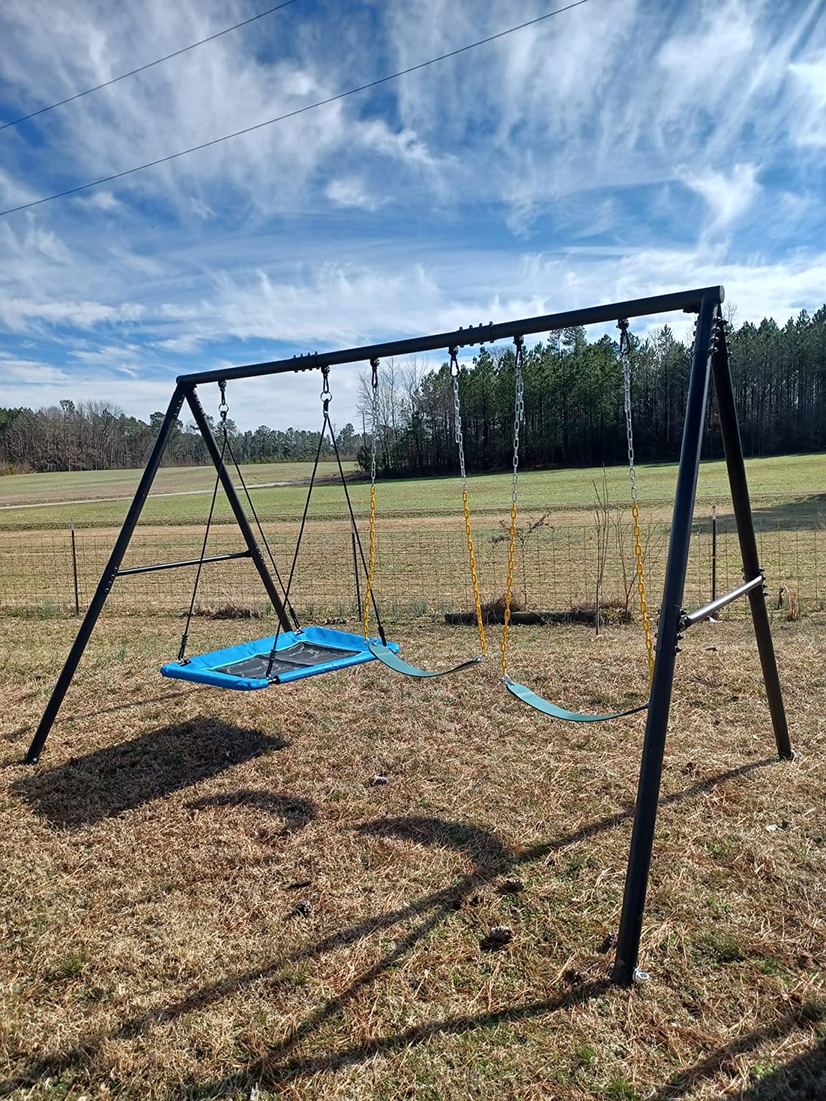 Hapfan 600lb Heavy Duty Swing Set for Outdoor Backyard with 3 Swings Black customer photo 2
