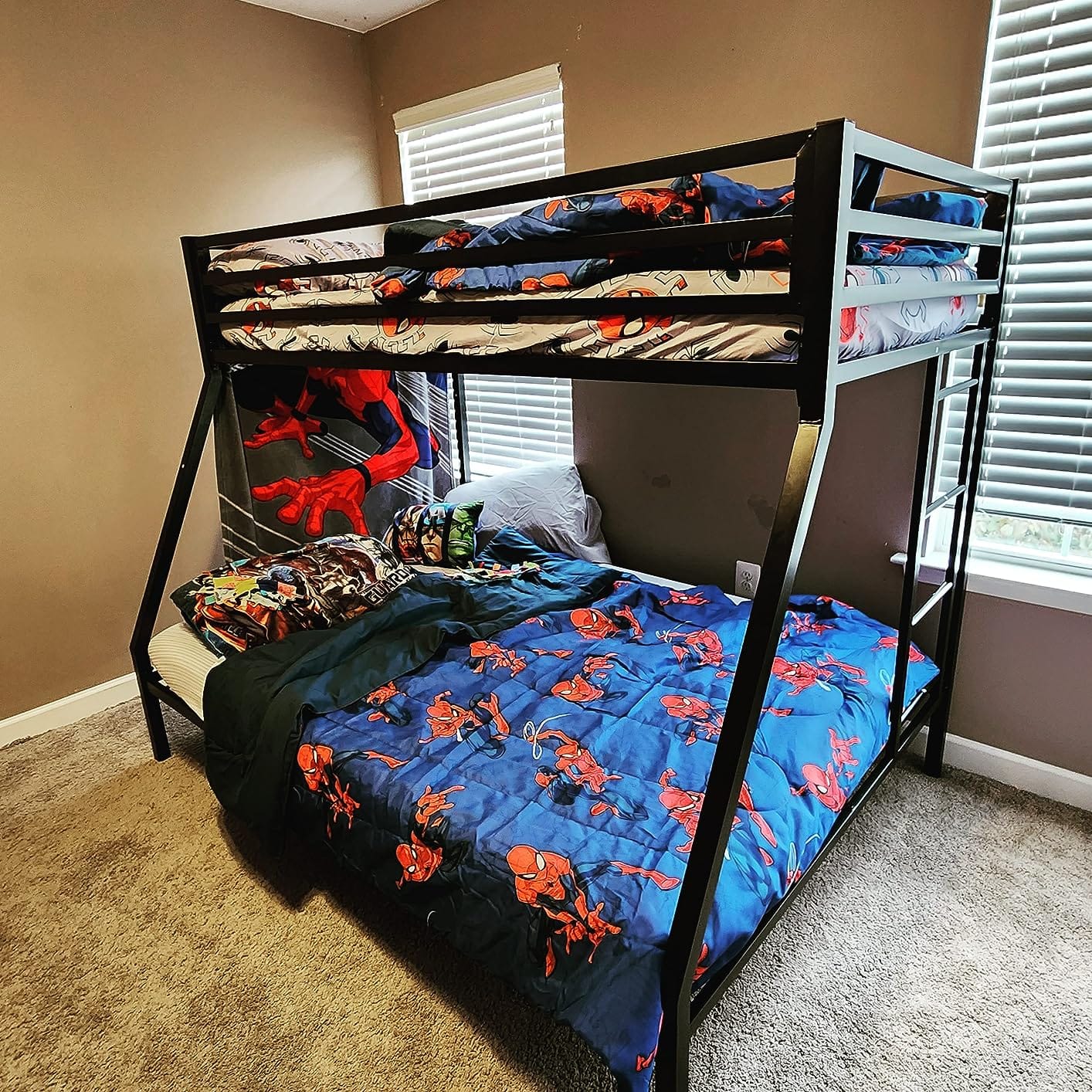 SHA CERLIN Bunk Bed Twin Over Full Size with Ladder and Guardrail,Black customer photo 2
