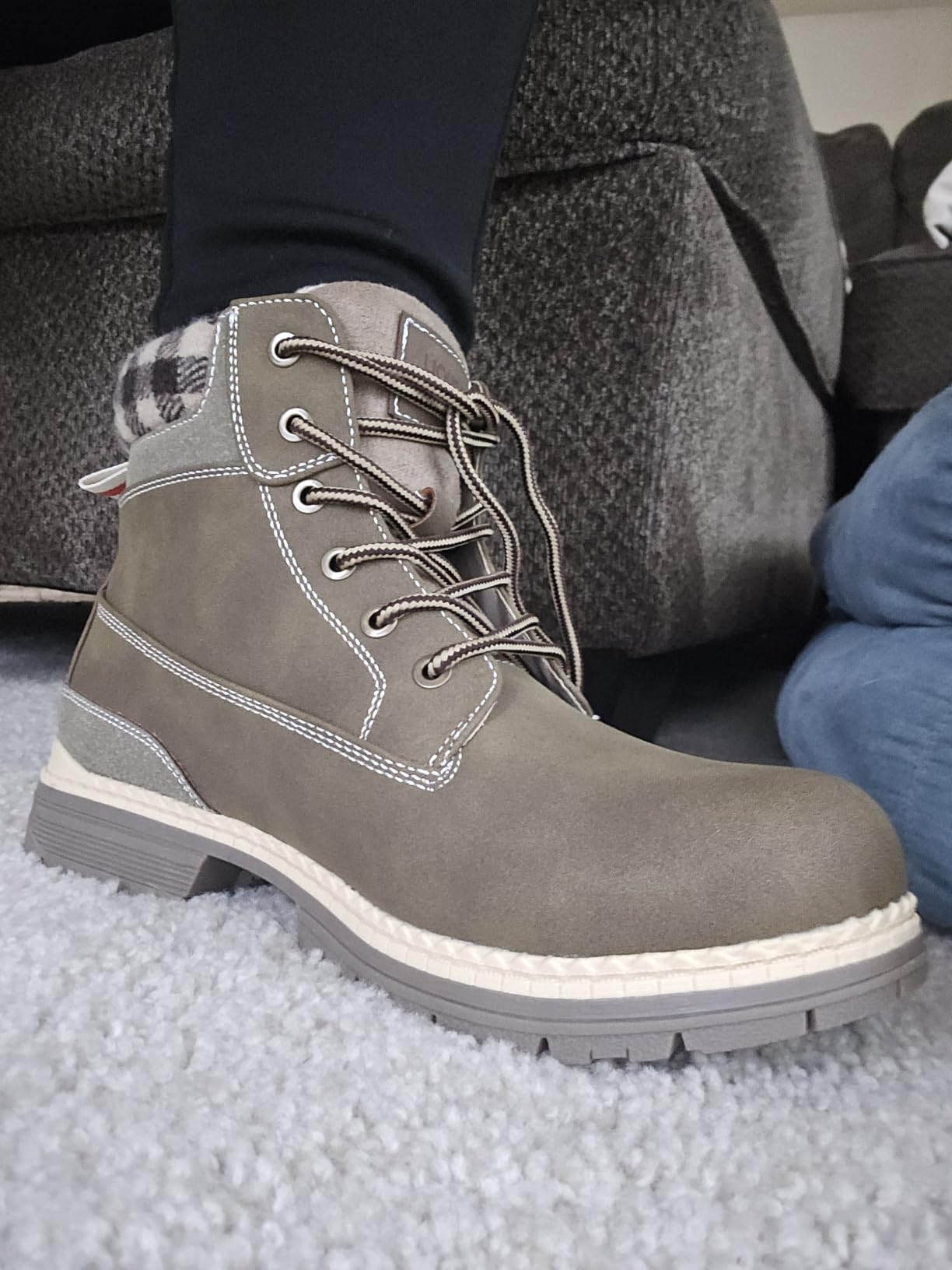 ANJOUFEMME Outdoor Hiking Boots for Women Waterproof - Womens Ankle Boots Lightweight Snow Winter Boots for Trekking Walking customer photo 1