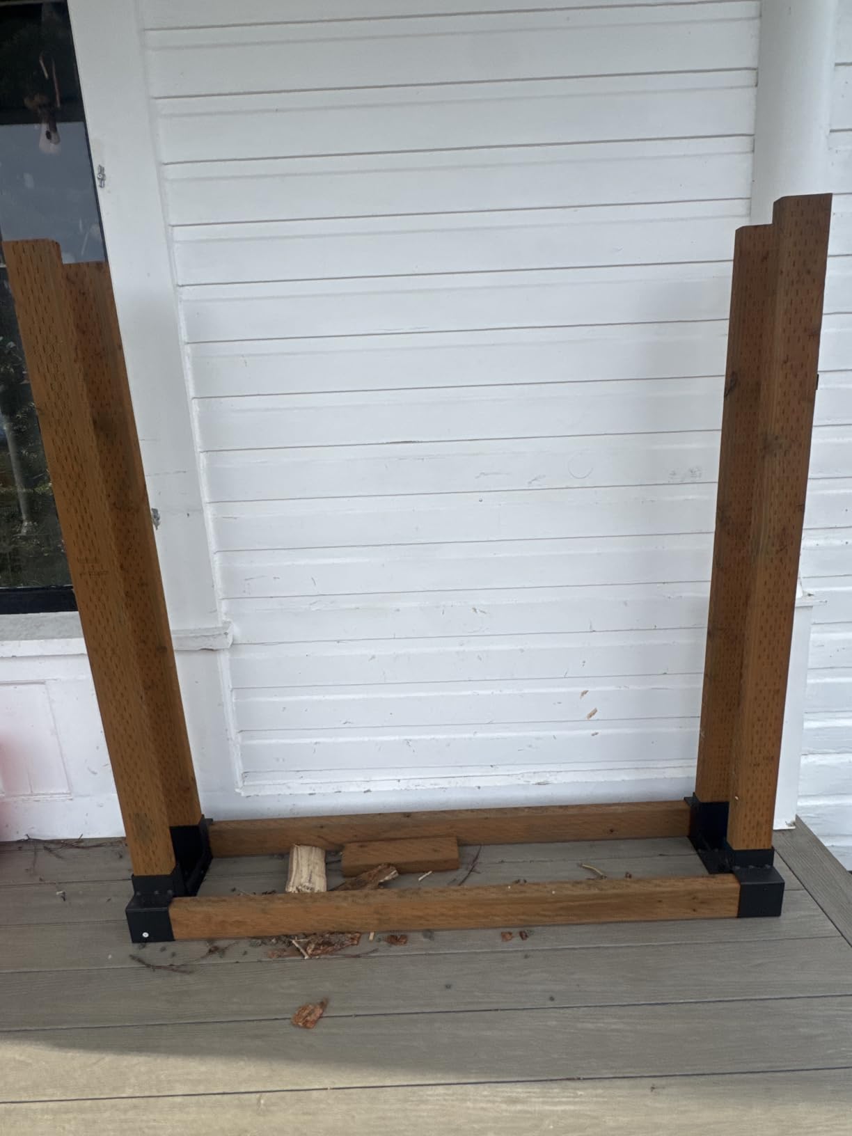 Mr IRONSTONE Firewood Rack Outdoor Indoor, Adjustable to ANY Length Firewood Log Rack Brackets Kit, Heavy Duty Fire Wood Storage Racks, Fireplace Wood Holder for Patio Deck customer photo 1