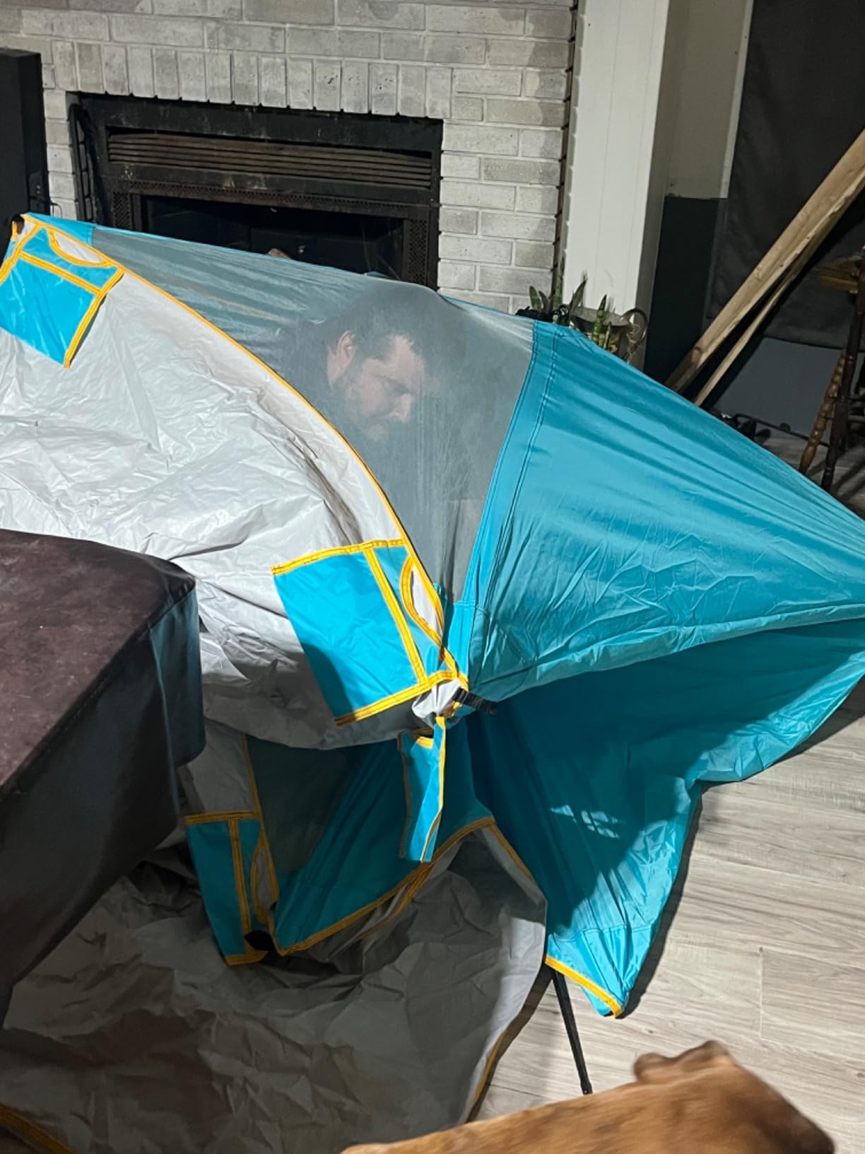 Old Bahama Bay Pop Up Beach Tent, Portable Shade Sun Shelter UPF50+ UV Protection for 4 Person Extendable Floor for Fishing Hiking Camping, Waterproof Windproof(Blue) customer photo 2