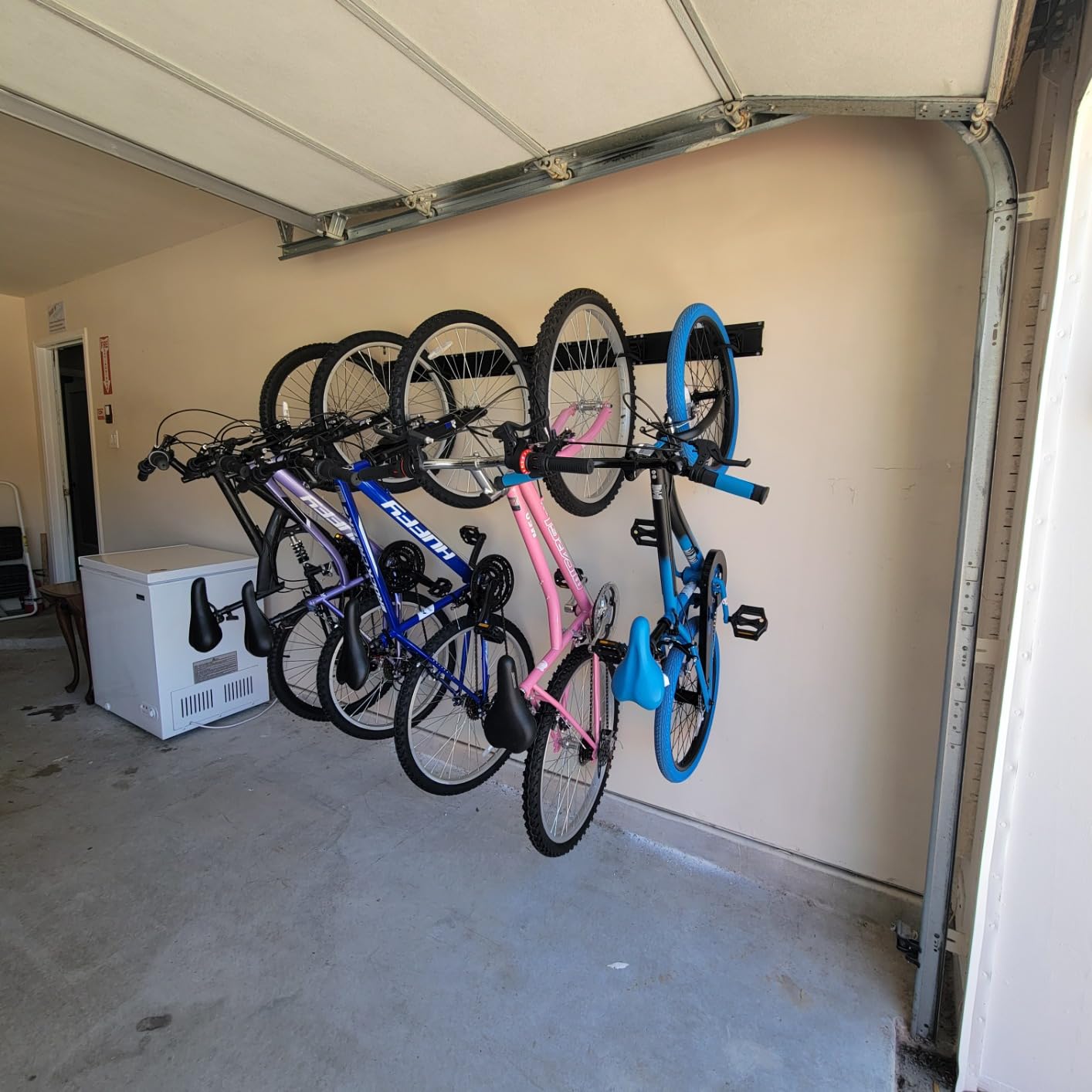 HORUSDY Stainless Steel Bike Storage Rack, 6 Bike Storage Hanger Wall Mount and 6 Helmets Hooks for Home & Garage Holds Up to 600lbs, Black customer photo 2