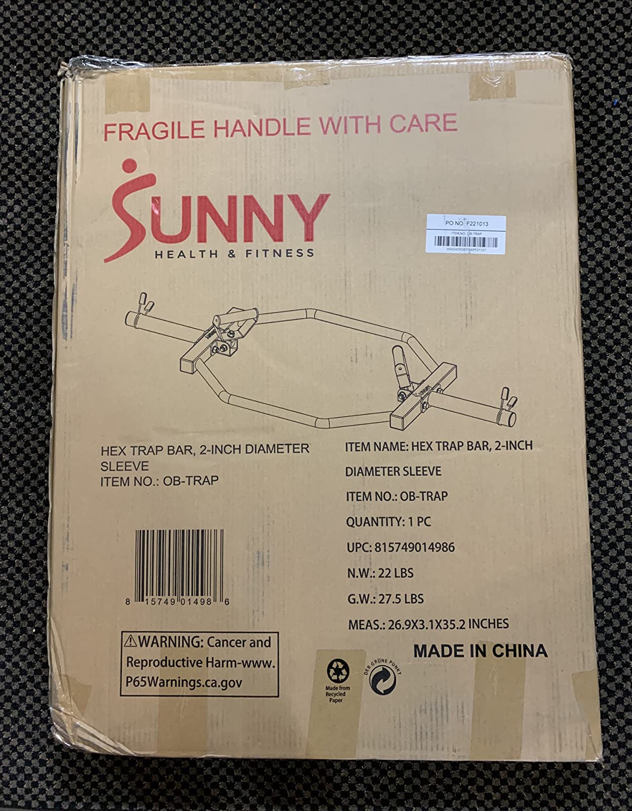 Sunny Health & Fitness Olympic Hex Trap Bar, Swivel Handles for Deadlifts customer photo 1