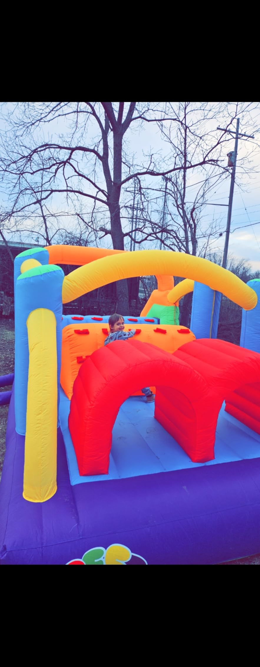 Inflatable Obstacle Course Bounce House 18'x8.2'x7.2'H with Large Slide,Double Crawl Tunnels & Climbing Wall,Blow Up Jumping Castle with Air Blower for Kids Indoor Backyard Outdoor Birthday Party customer photo 1