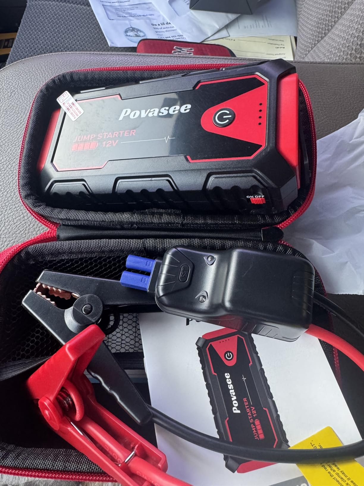 Povasee Jump Starter 5000A Car Jumper Starter, Model A30 12V Jump Box for Car Battery up to 10L Gas or 8L Diesel Engine Battery Jumper Starter Portable with USB Dual Output/LED Light/Storage Case customer photo 2