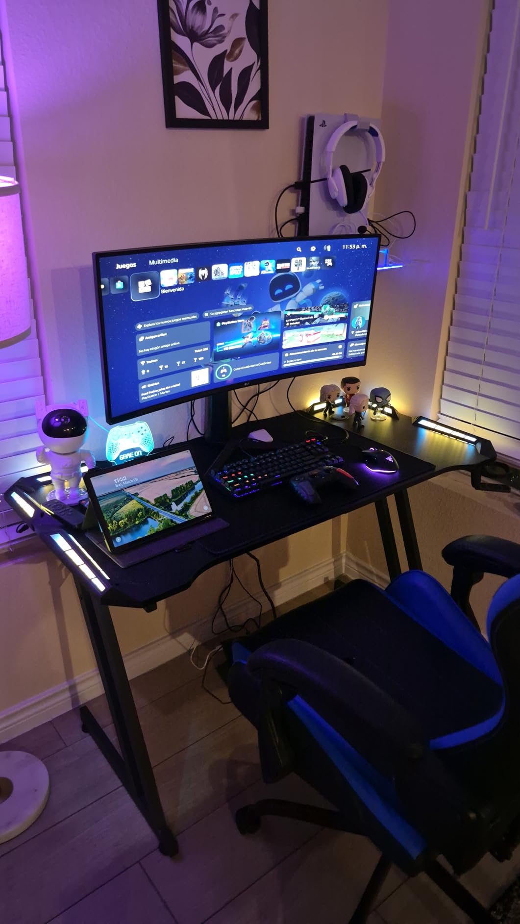 HLDIRECT 47 Inch Gaming Desk with App-Controlled RGB LED Lights, Black customer photo 2