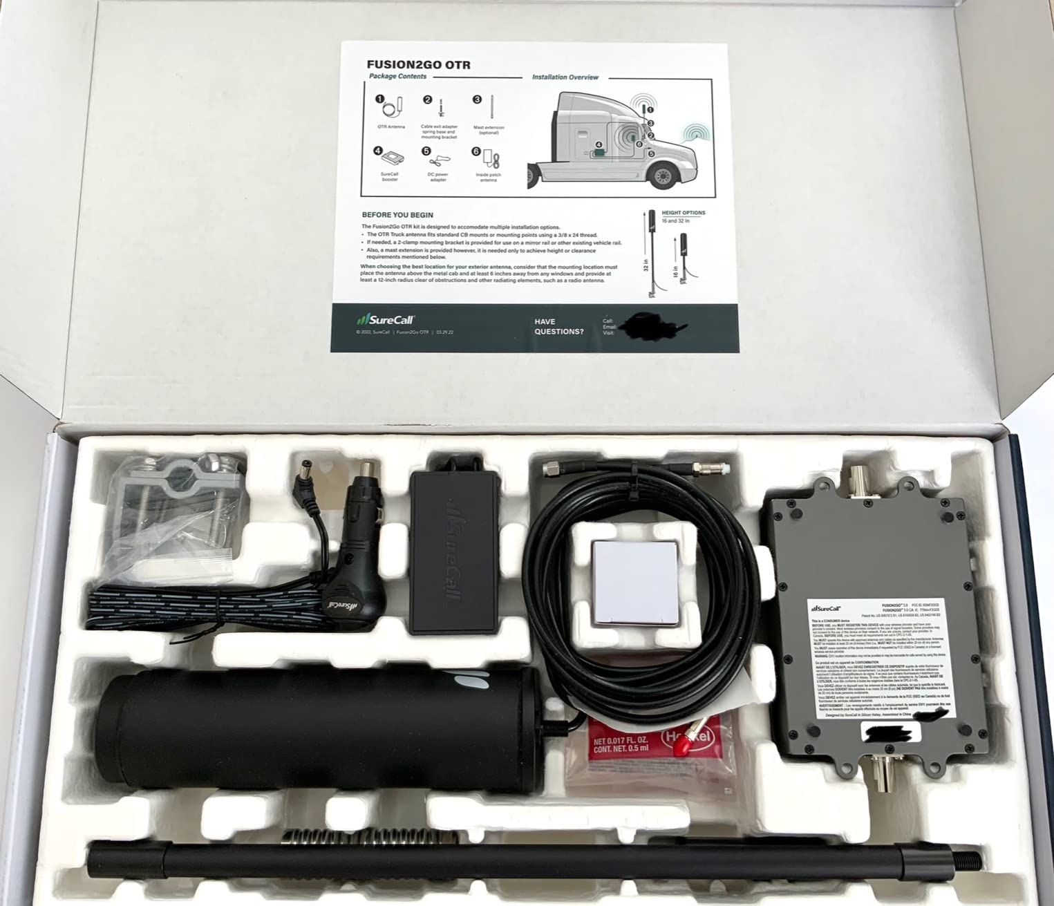 SureCall Fusion2Go OTR Cell Phone Signal Booster for Trucks, Work Vans, Fleets, Boosts 5G/4G LTE, Verizon AT&T Sprint T-Mobile, Large Vehicle RV Trailer, Multi-User, FCC Approved, USA Company customer photo 2
