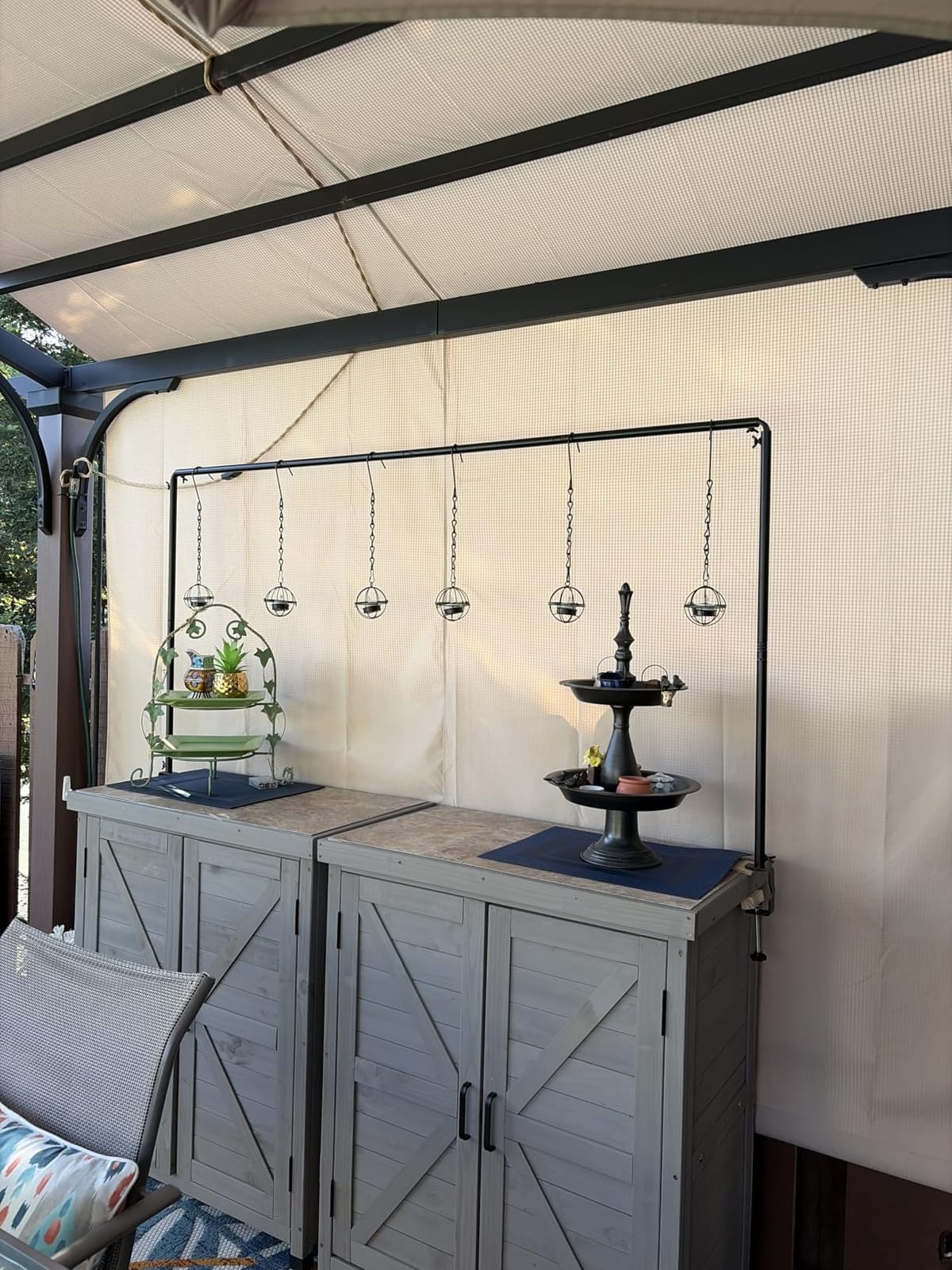 Outdoor Storage Cabinet & Potting Bench Table with Metal Top, Wooden Patio Furniture, Garden Workstation (Classic Grey, 36x31x17in) customer photo 1