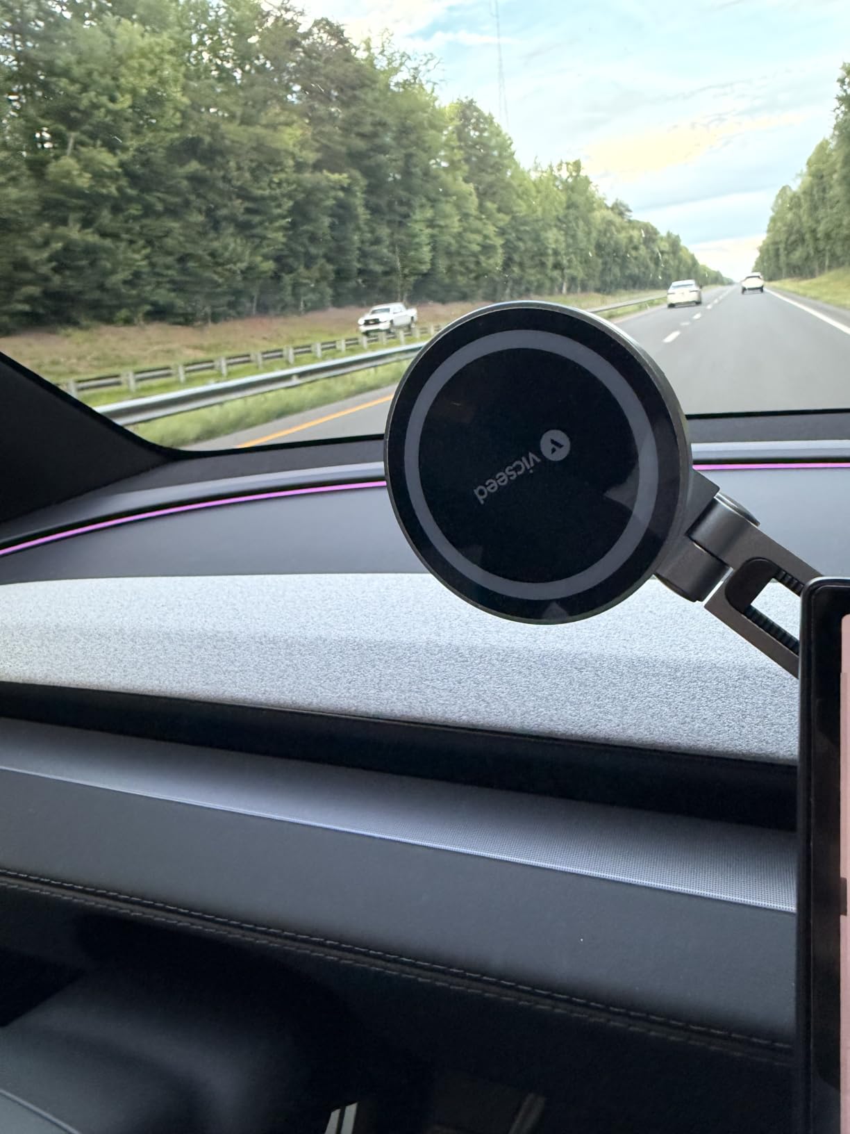 VICSEED Tesla Phone Mount【Strongest Magnet Power】Foldable Hidden Tesla Phone Holder Fit for All Phone, Tesla Model 3 Model Y for MagSafe Car Mount, Tesla Model 3 Accessories, Tesla Model Y Accessories customer photo 1