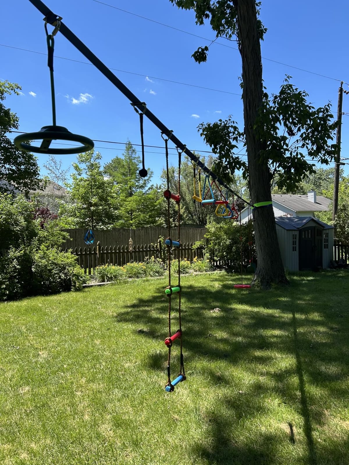 Ninja Warrior Obstacle Course for Kids - 2 * 56FT Slackline Kit with 8 Obstacles | Upgraded Quick-Install Buckles (No Threading Needed), CPC Compliant Outdoor Play Set customer photo 2
