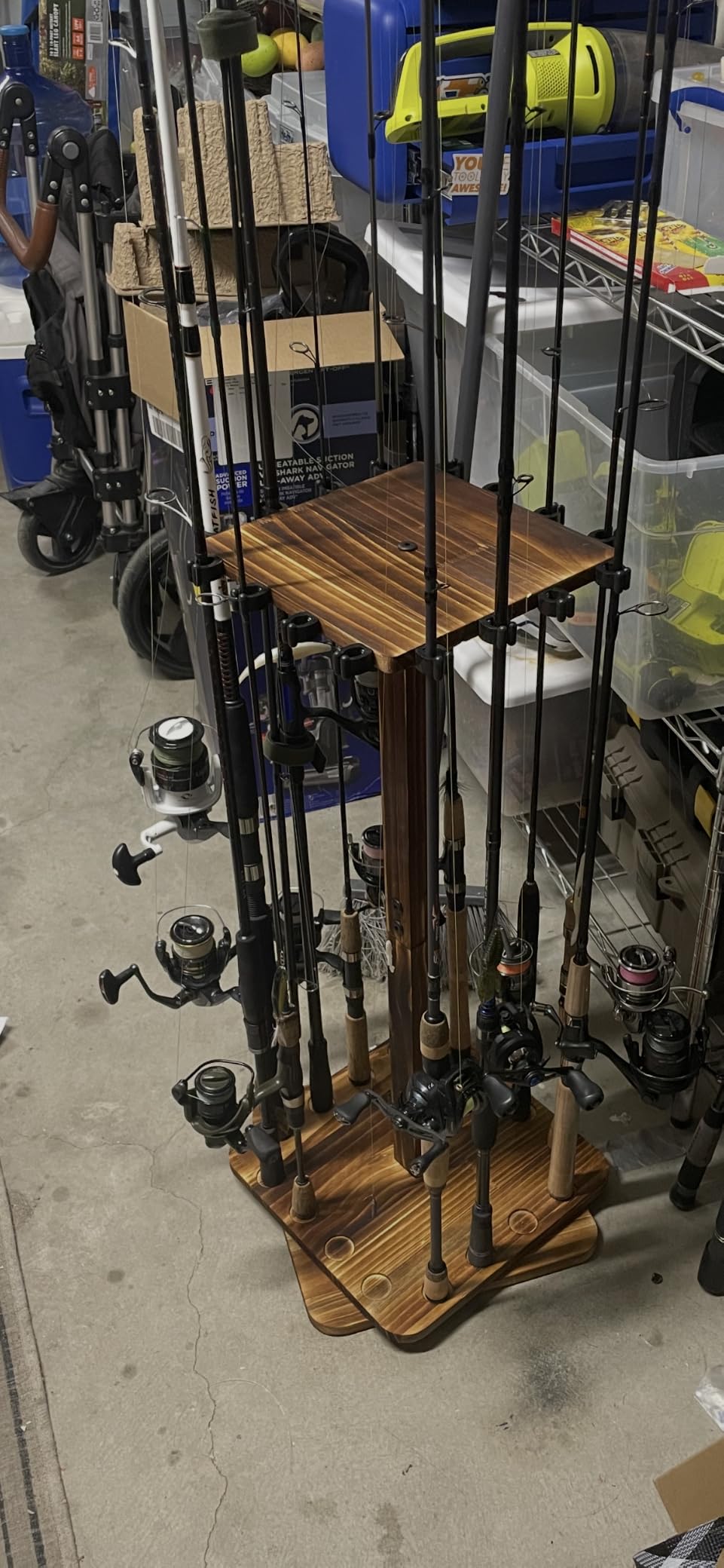 Ghosthorn Rotating Fishing Rod Holder for Garage,Wood Floor Stand Pole Rack customer photo 1