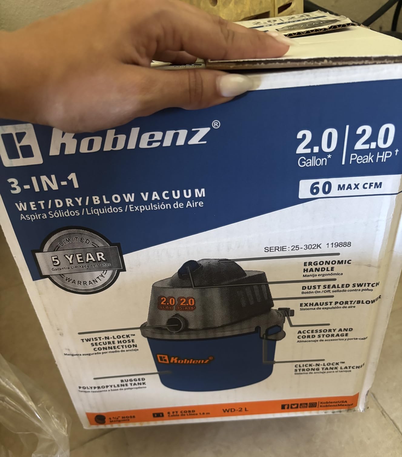 Koblenz WD-2L Wet Dry Vacuum Cleaner, Home Car Garage Workshop, 2.0 PHP customer photo 2