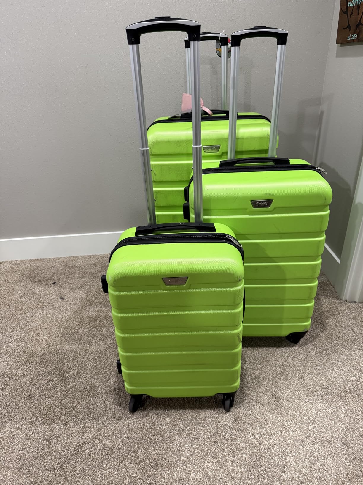 Coolife Luggage Set, 3 Piece Lightweight Durable Hardshell, Apricot Black customer photo 1