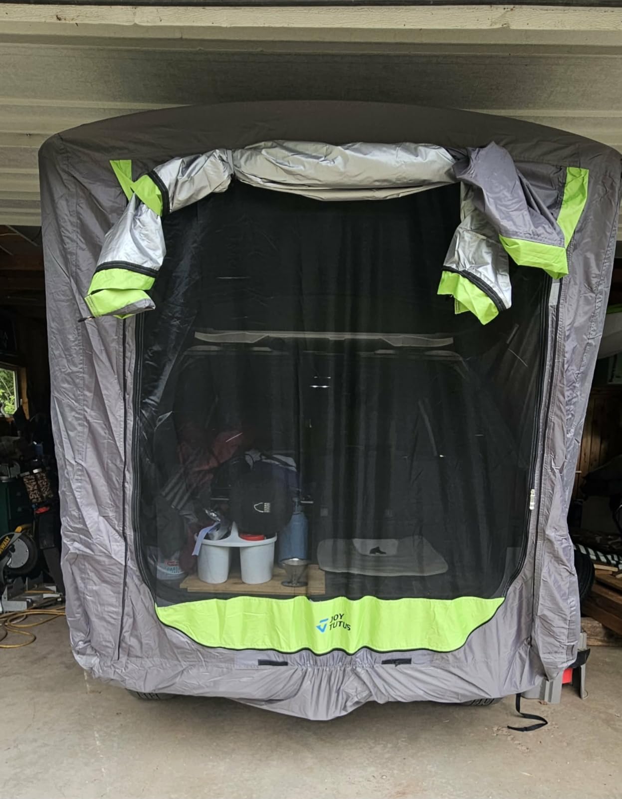 JOYTUTUS SUV Tailgate Tent with Awning Shade, Car Roof Canopy and Poles, Water Resistant Camping Tent, Outdoor Travel Preferred, Universal Fit Most SUV- Green customer photo 2