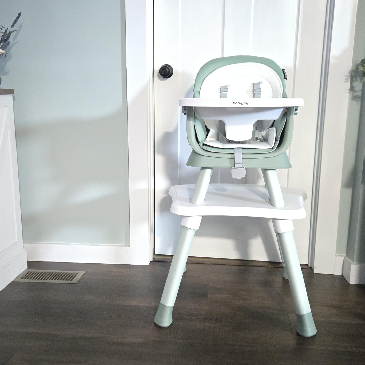 BABY JOY Baby High Chair, 8 in 1 Convertible Highchair for Babies & Toddlers | Booster Seat | Table and Chair Set | Building Block Table | Toddler Chair with Safety Harness, Removable Tray (Gray) customer photo 1