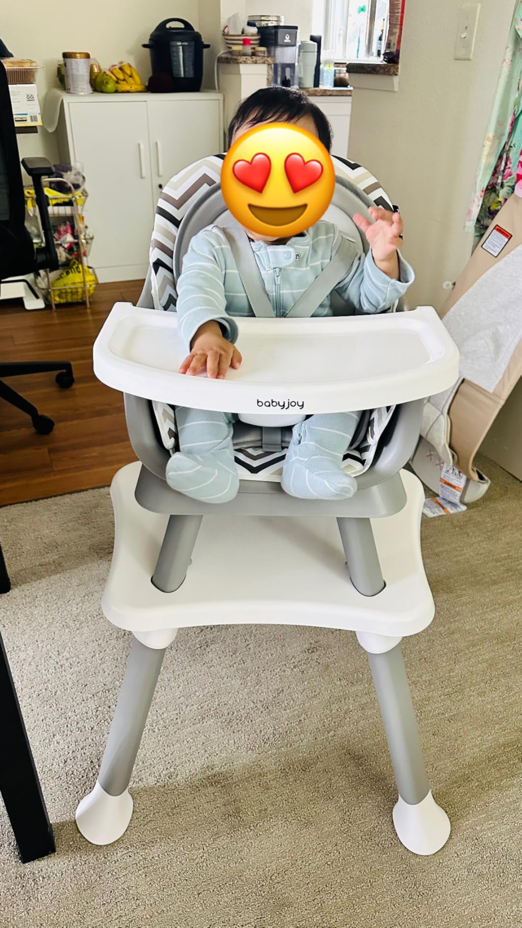 BABY JOY Baby High Chair, 8 in 1 Convertible Highchair for Babies & Toddlers | Booster Seat | Table and Chair Set | Building Block Table | Toddler Chair with Safety Harness, Removable Tray (Gray) customer photo 2