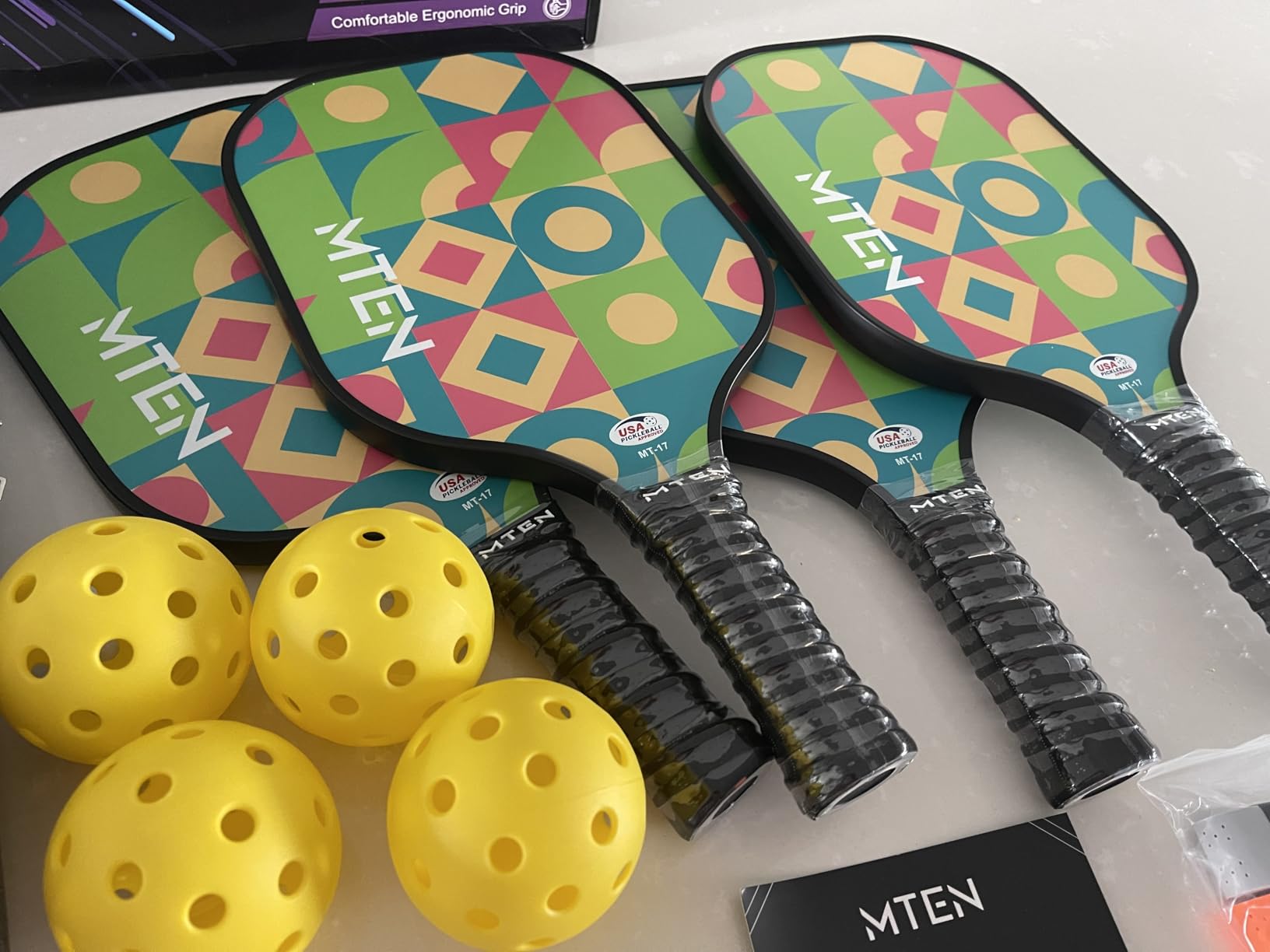 MTEN Pickleball Paddles Set of 2/4/1, USAPA Approved Fiberglass Rackets customer photo 2