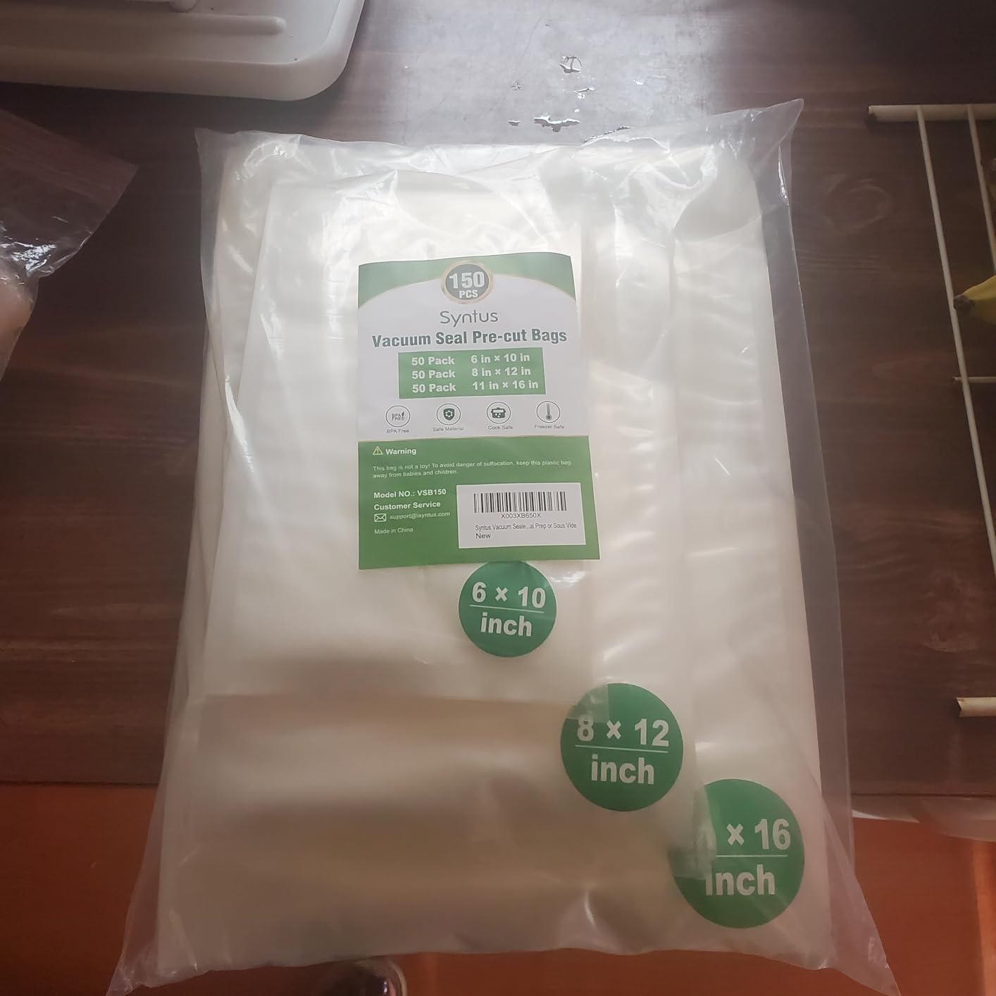 Syntus 150 Pcs Vacuum Sealer Bags for Food, 8x12+11x16+6x10, BPA Free customer photo 1