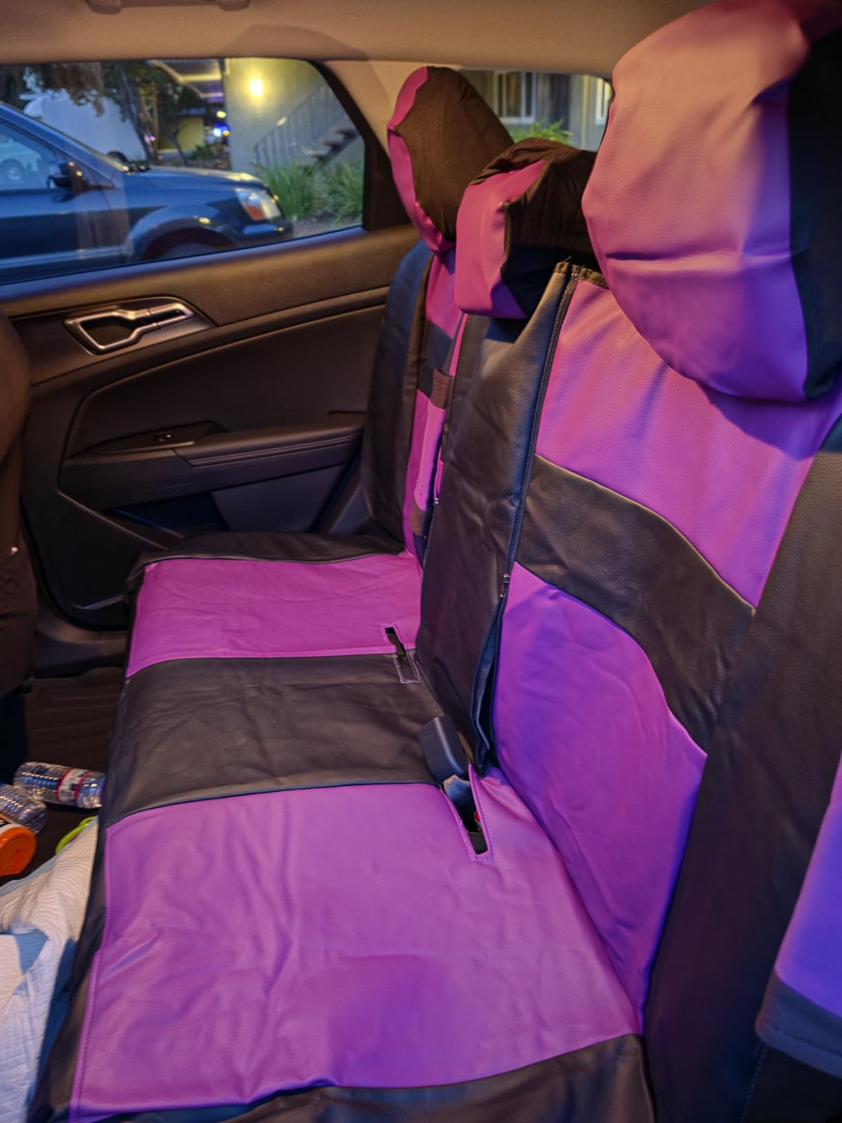 CAR PASS Faux Leather Car Seat Covers Front Seats Only, 3D Foam Support Car Seat Covers, Universal fit for Trucks Vans SUVs Sedans Automotive Comfortable, Airbag Compatible 2 Pieces Front Solid Black customer photo 1
