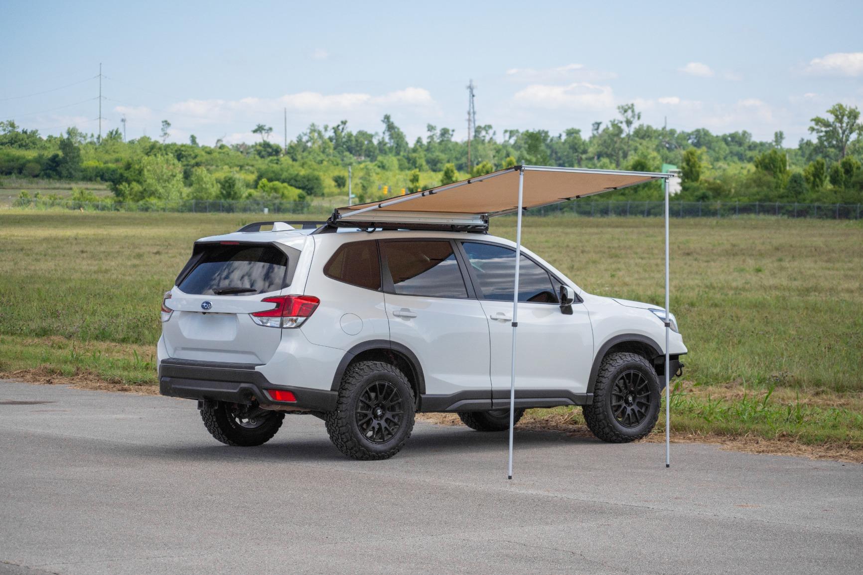 DANCHEL OUTDOOR Pull-Out Car Camper Awning Overlanding, Waterproof Roof Rack Vehicle Awning Truck Canopy Camping with All Metal Joints, 4.9x6.5ft Brown customer photo 1