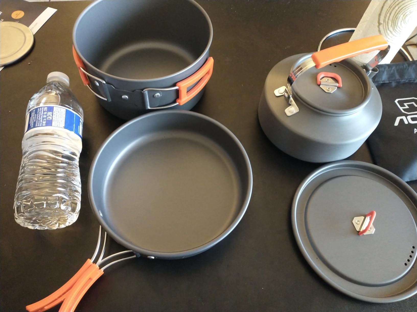 Odoland 10pcs Camping Cookware Camping Pots and Pans Set with Kettle Plastic Bowls and Soup Spoon for Camping, Backpacking, Outdoor Cooking and Picnic customer photo 1