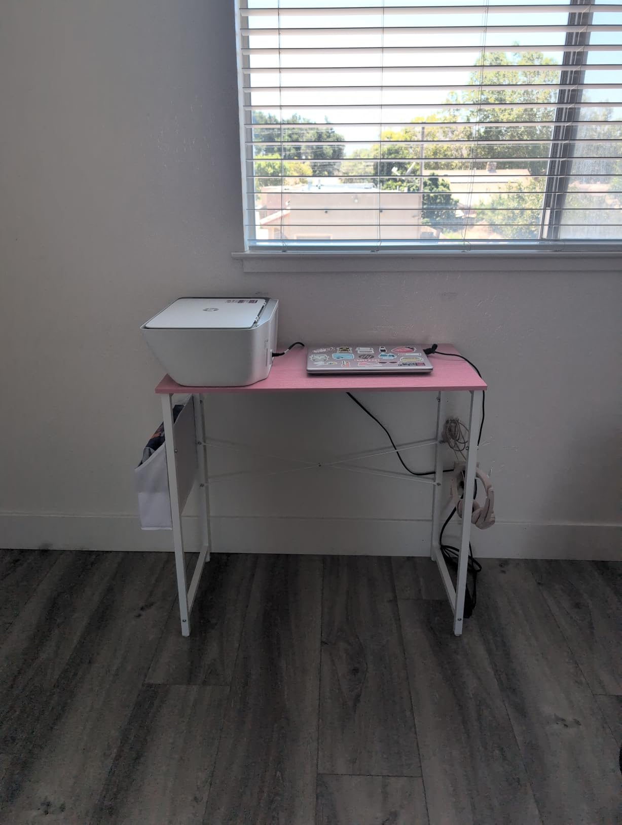 Pamray 47 Inch Computer Desk for Small Spaces with Storage Bag, Home Office Work Desk with Headphone Hook, Small Office Desk Study Writing Table customer photo 1