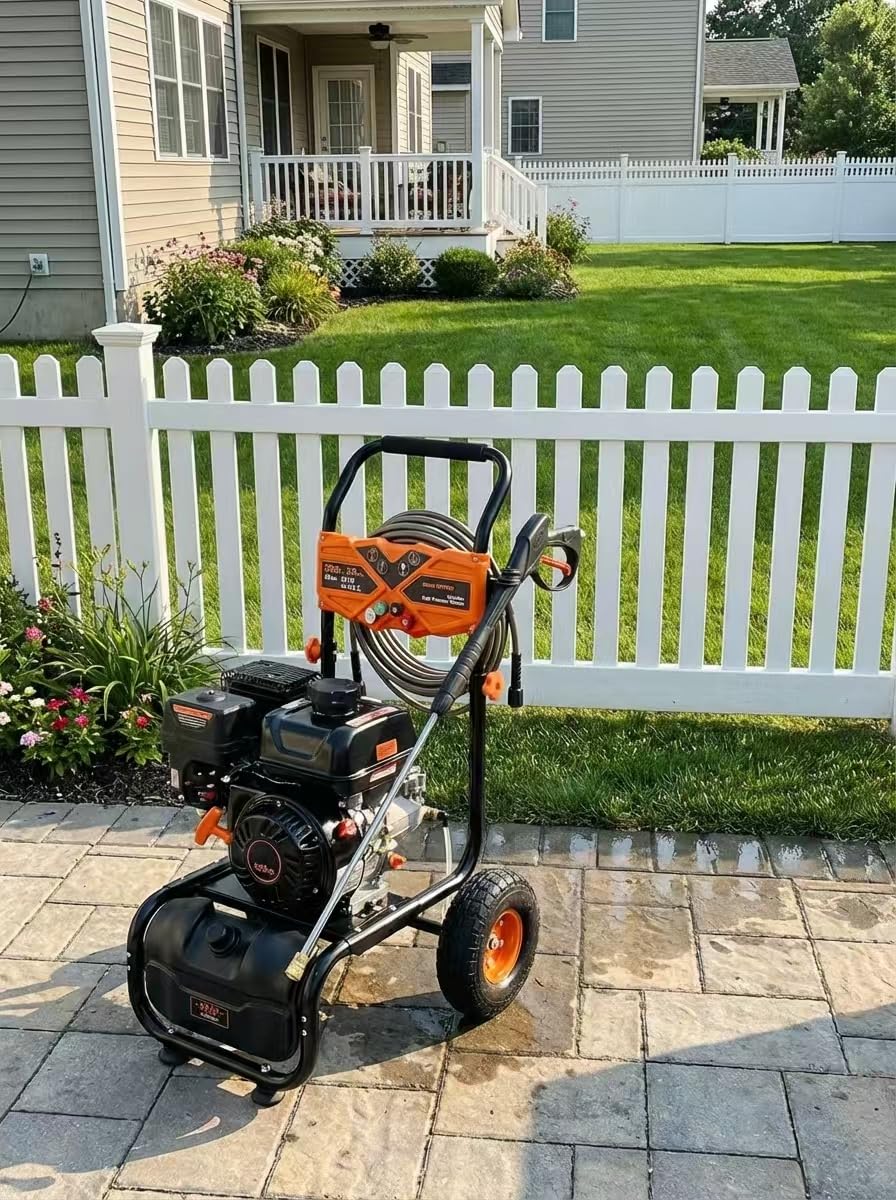 3500PSI Gas Pressure Washer, 2.3GPM Gas Powered High Pressure Washer with 212CC Engine, 4 Adjustable Nozzles, 25 ft High Pressure Hose for Cleaning Walls, Terraces, Vehicles, Garden (Blue) customer photo 2
