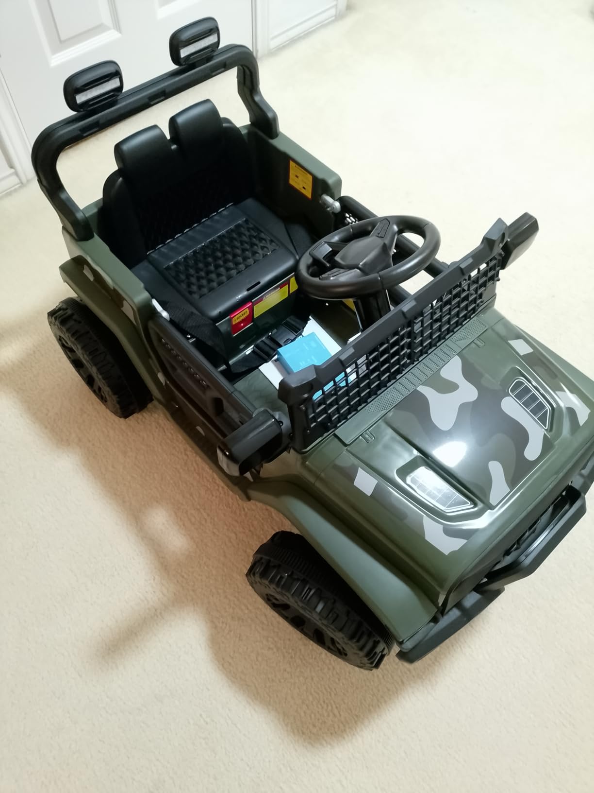 ELEMARA Ride On Car, Bluetooth Ride on Toys for Toddlers, 12V Kids Battery Powered Vehicles w/Remote, 3.5 mph Motorized Off-Road Truck, Electric Car for Kids w/3 Speeds,LED Lights- Olive customer photo 1