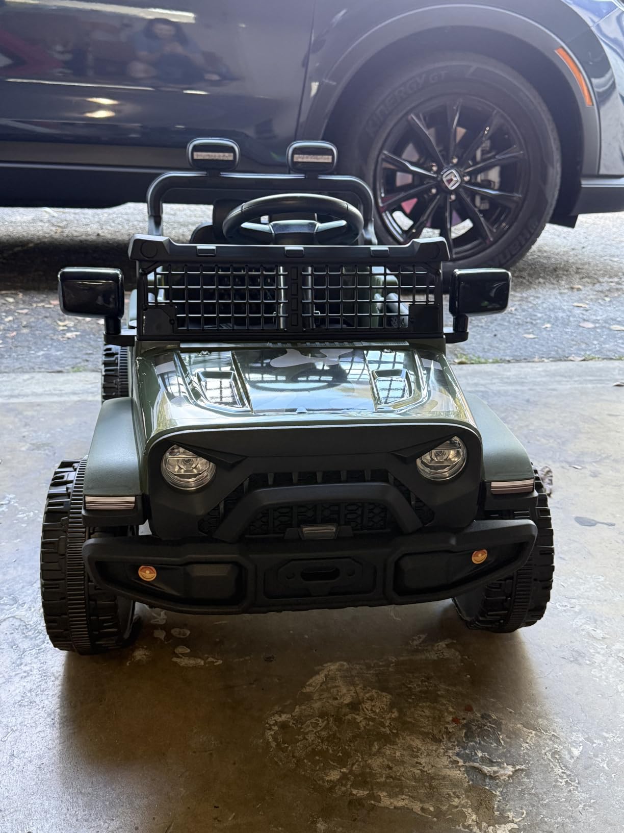 ELEMARA Ride On Car, Bluetooth Ride on Toys for Toddlers, 12V Kids Battery Powered Vehicles w/Remote, 3.5 mph Motorized Off-Road Truck, Electric Car for Kids w/3 Speeds,LED Lights- Olive customer photo 2